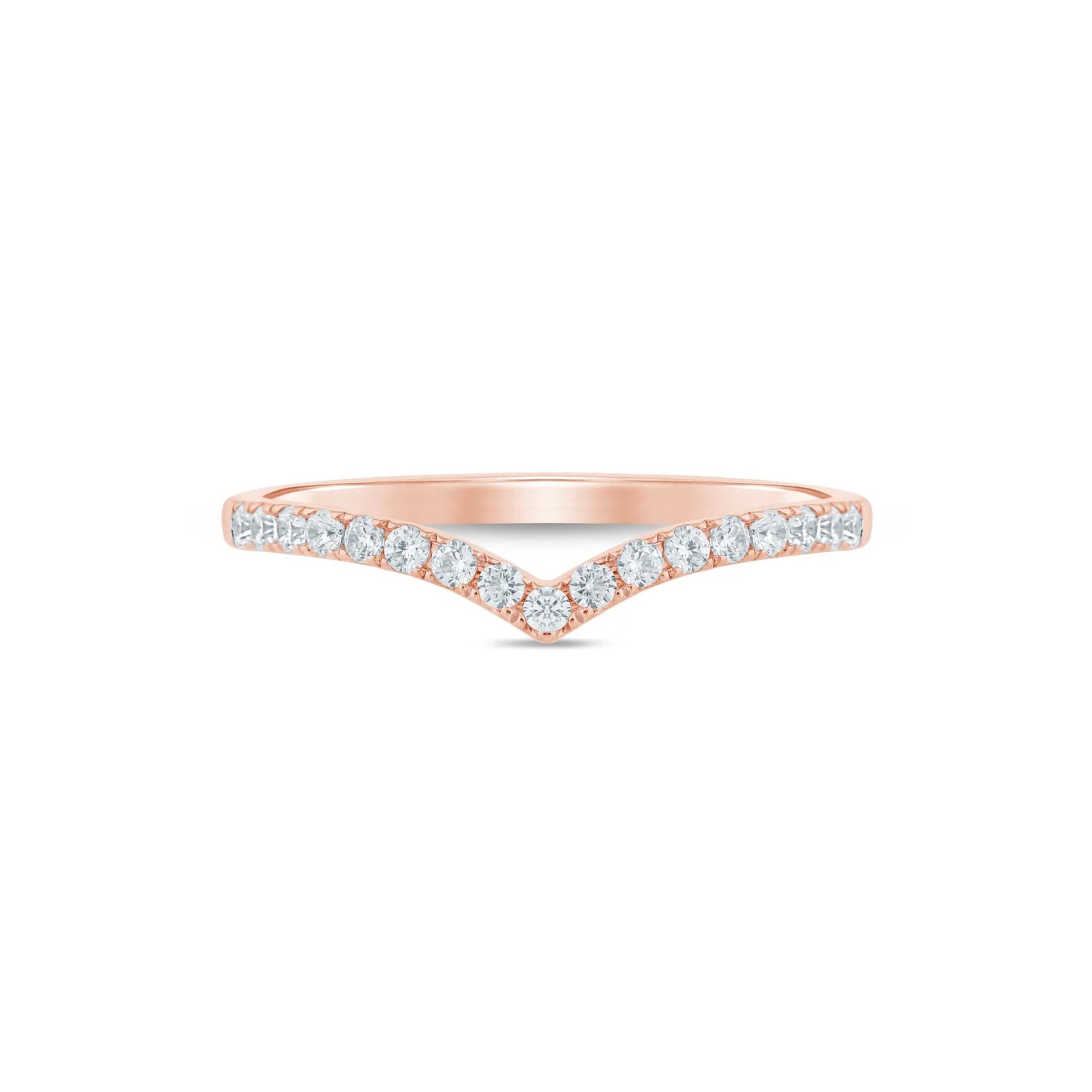 1/5 CT. Tw. Diamond Contour Band Ring 14K Rose Gold Size 6 1mm