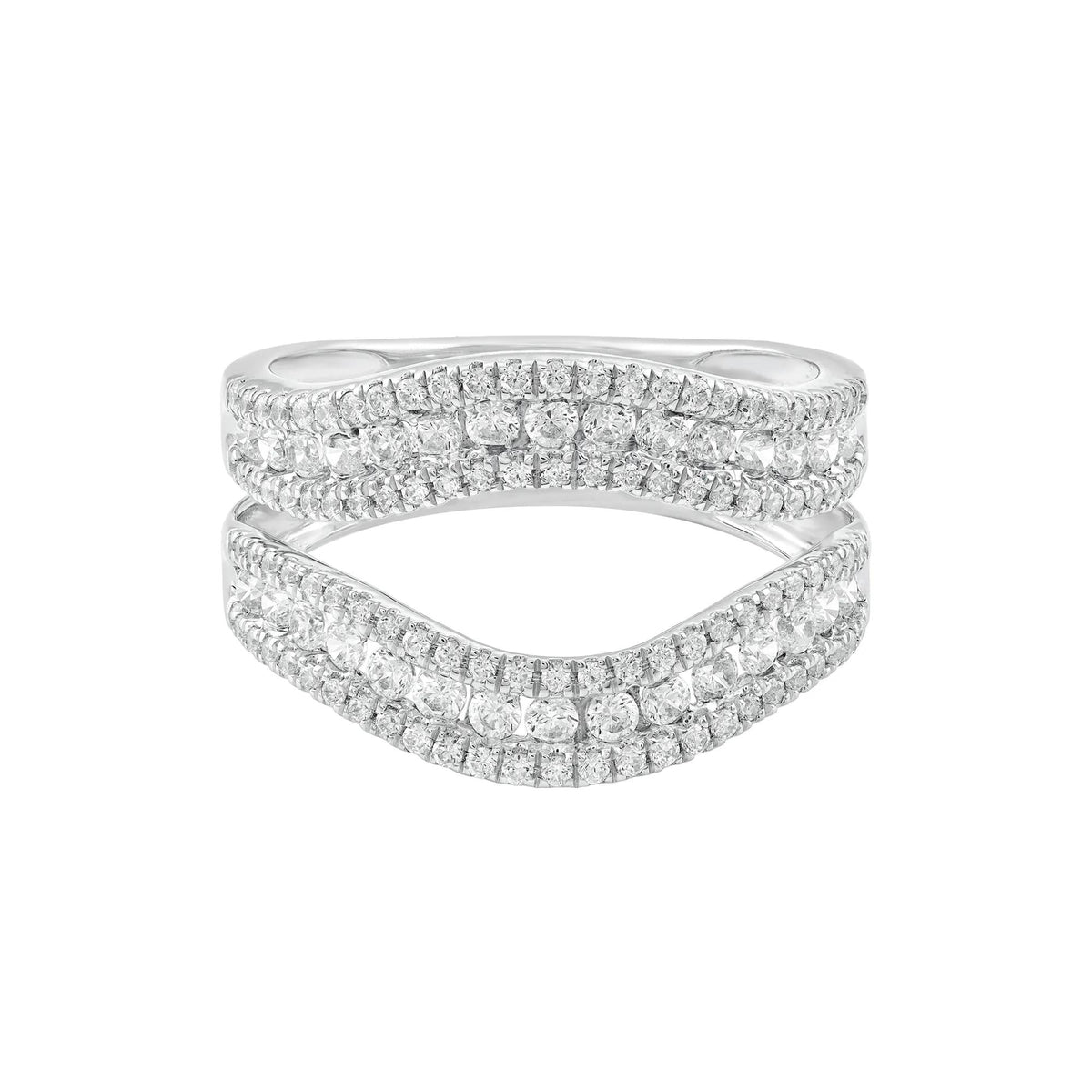 1 CT. Tw. Diamond Contour Ring Insert 14K White Gold Round Brilliant Cut Size 6.5