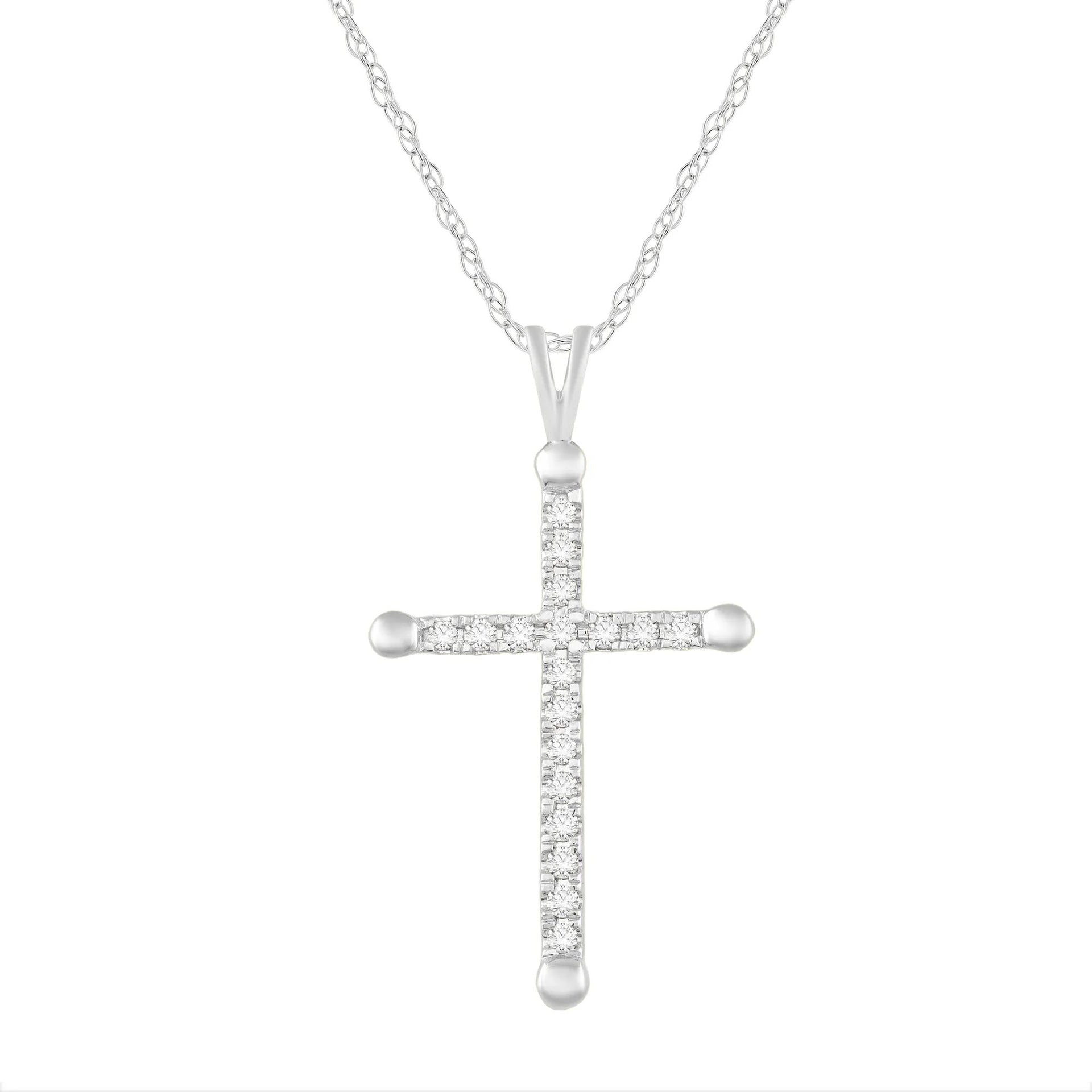 1/4 CT. Tw. Diamond Cross Pendant Necklace 10K White Gold Size 18"