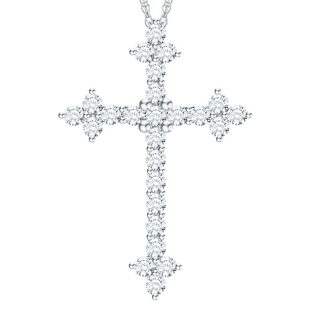1 CT. Tw. Diamond Cross Pendant Necklace 10K White Gold Size 18"
