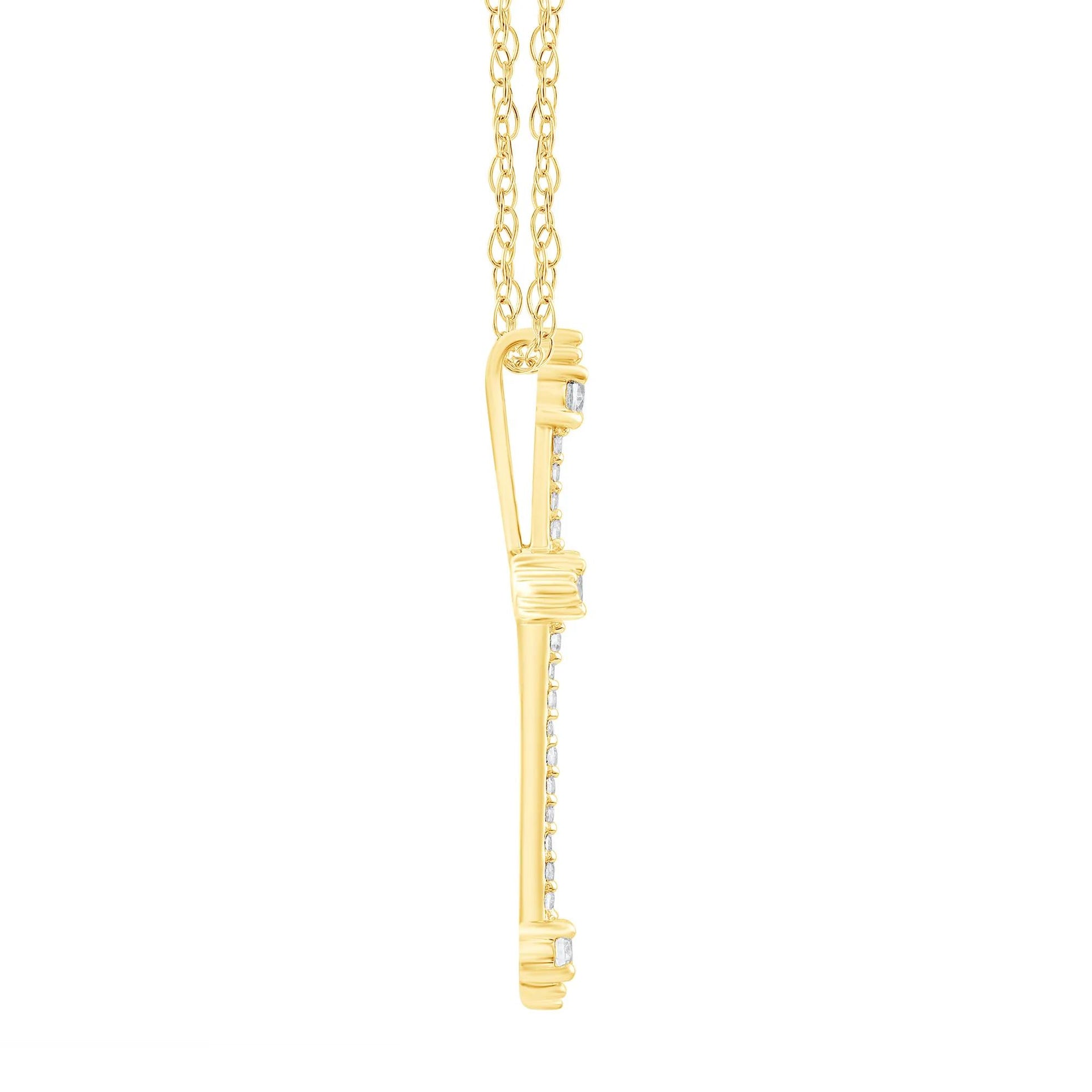 1/4 CT. Tw. Diamond Cross Pendant Necklace 14K Yellow Gold Size 18"