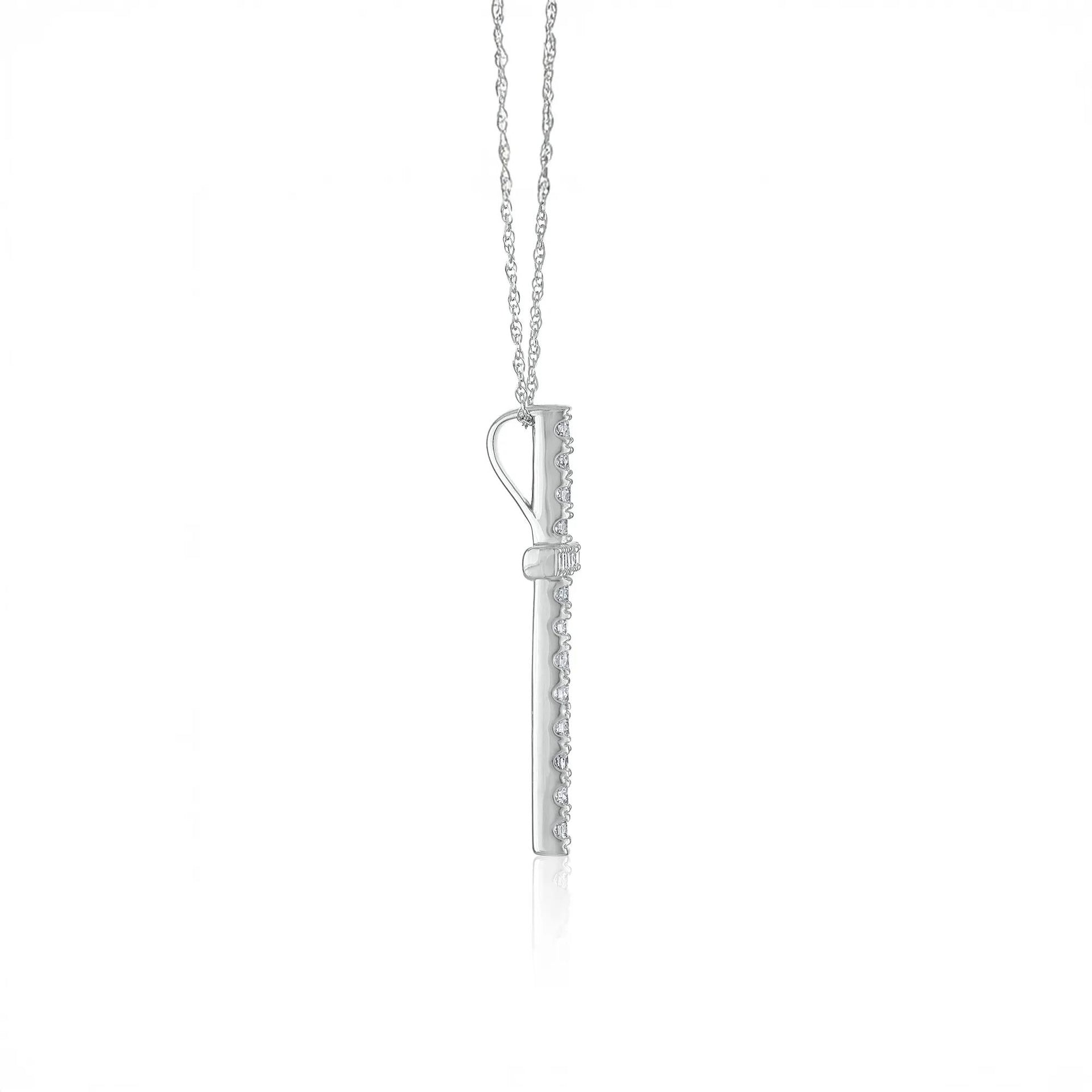 1/2 CT. Tw. Diamond Cross Pendant Necklace 14K White Gold Size 18"