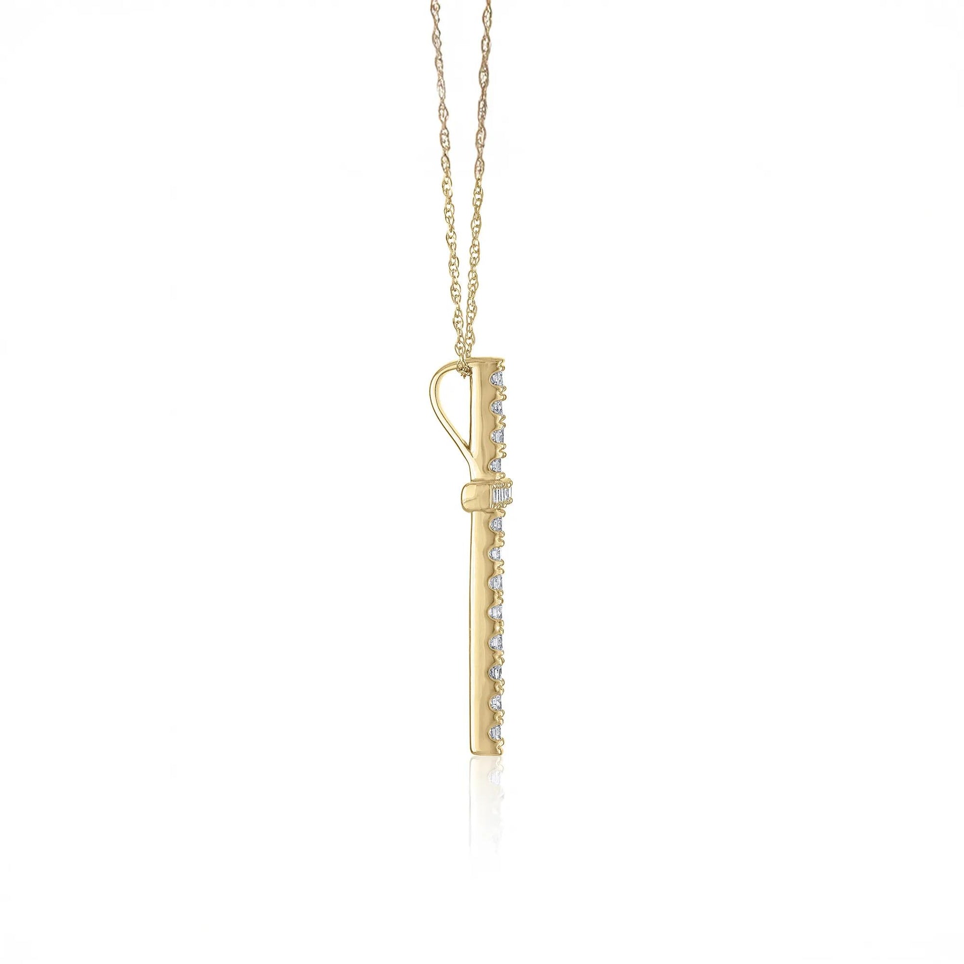 1/3 CT. Tw. Diamond Cross Pendant Necklace 14K Yellow Gold Size 18"