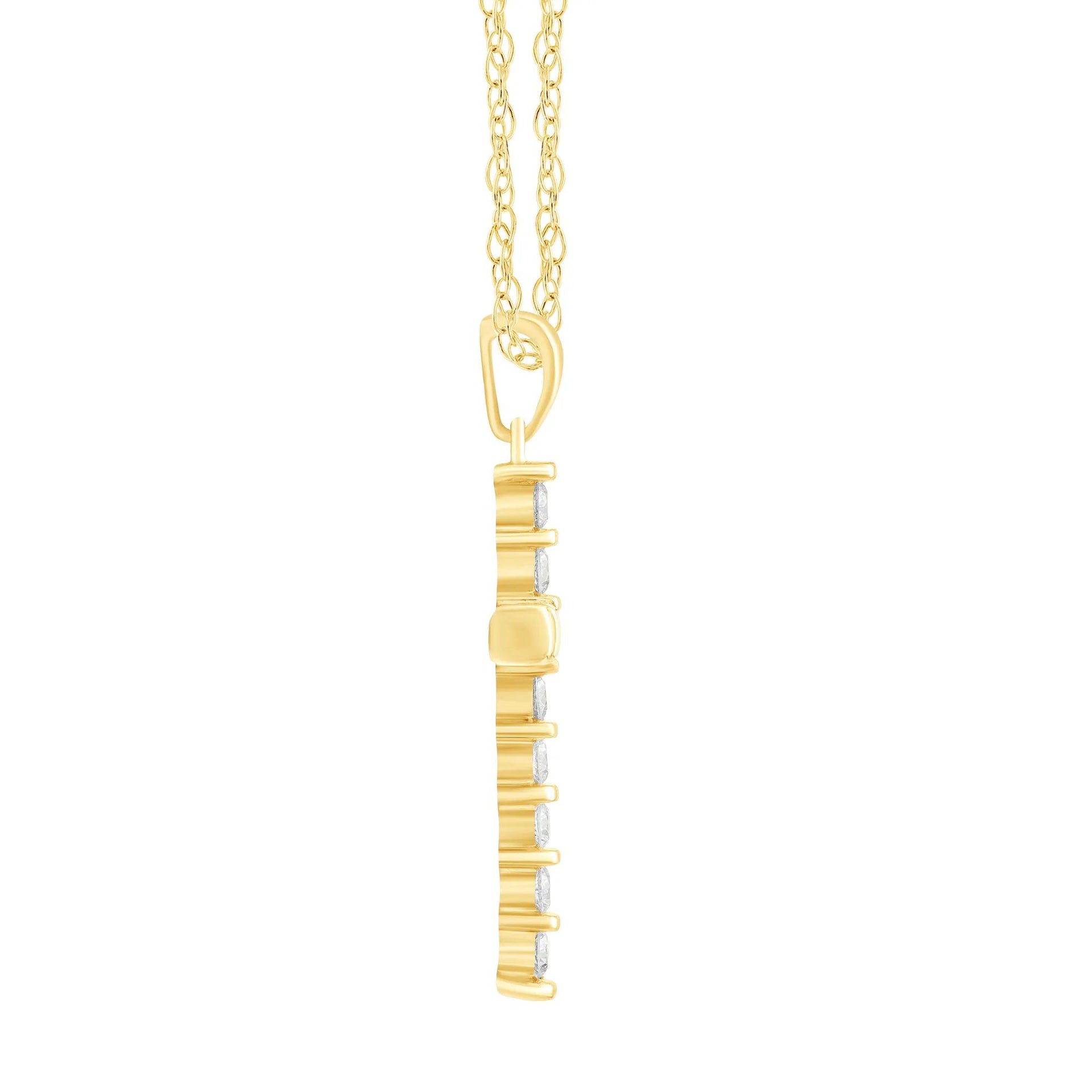 1/2 CT. Tw. Diamond Cross Pendant Necklace 10K Yellow Gold Size 18"