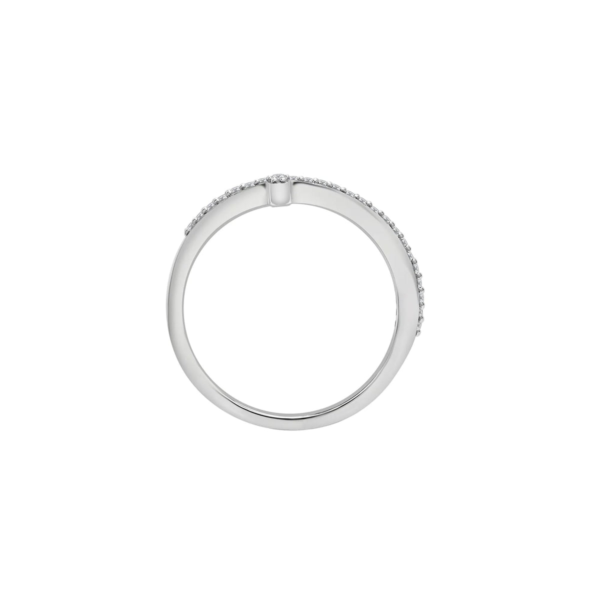 1/8 CT. Tw. Diamond Cross Ring .925 Sterling Silver White Size 8.5