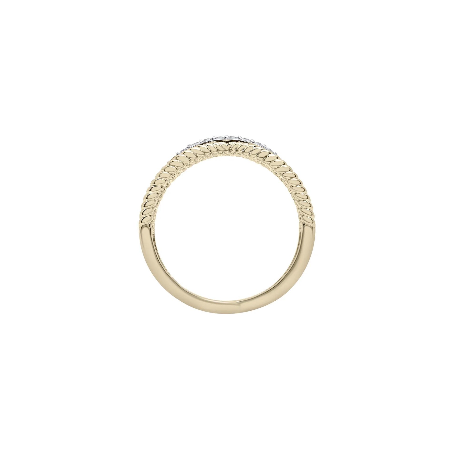 1/7 CT. Tw. Diamond Crossover Band Ring 10K Yellow Gold Round Brilliant Cut Size 7