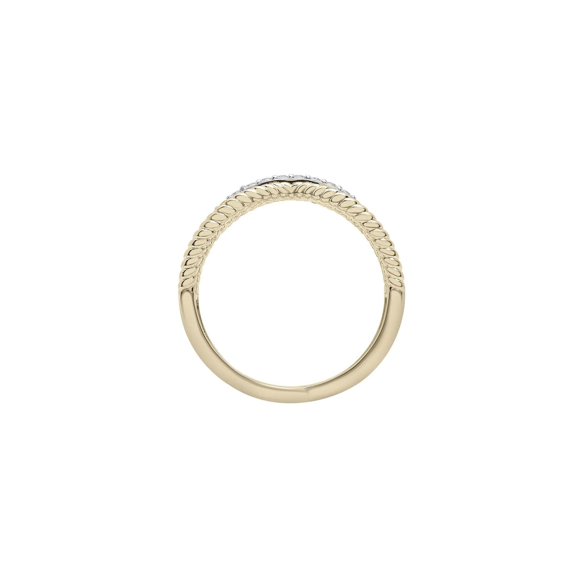 1/7 CT. Tw. Diamond Crossover Band Ring 10K Yellow Gold Round Brilliant Cut Size 8