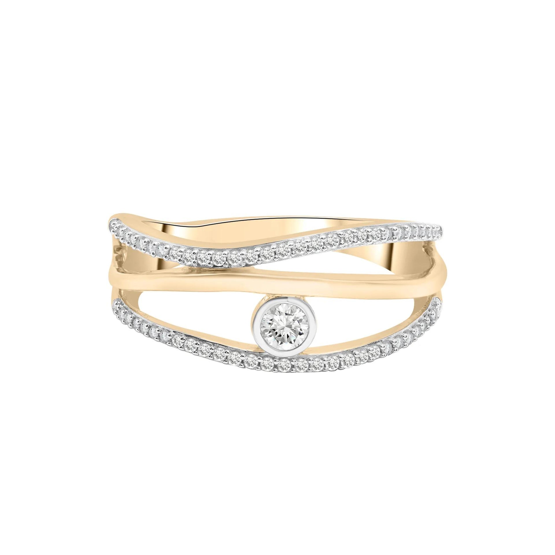 1/4 CT. Tw. Diamond Crossover Ring 10K Yellow Gold Size 7 2mm