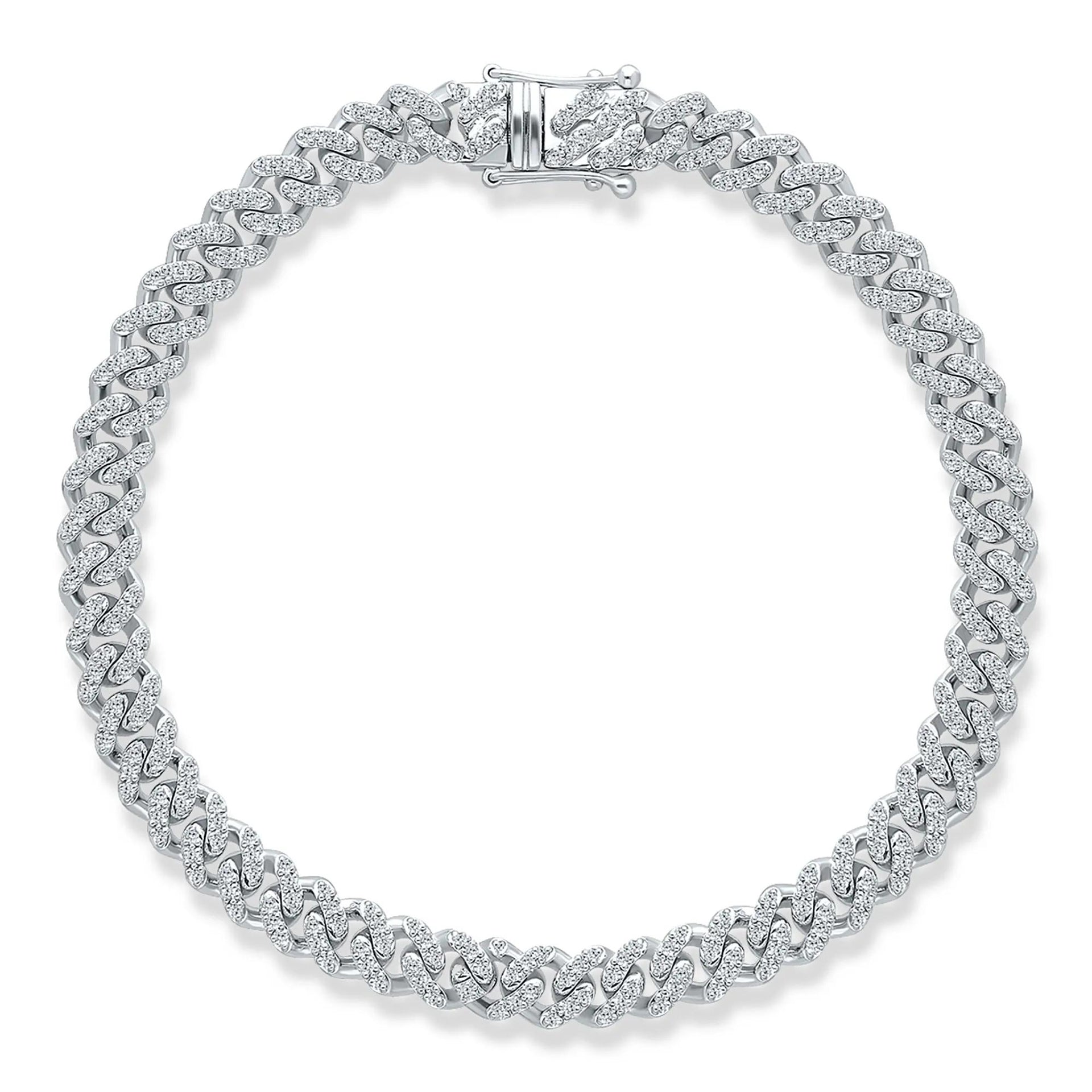 1 CT. Tw. Diamond Cuban Link Bracelet 10K White Gold 7" Size 7.00mm