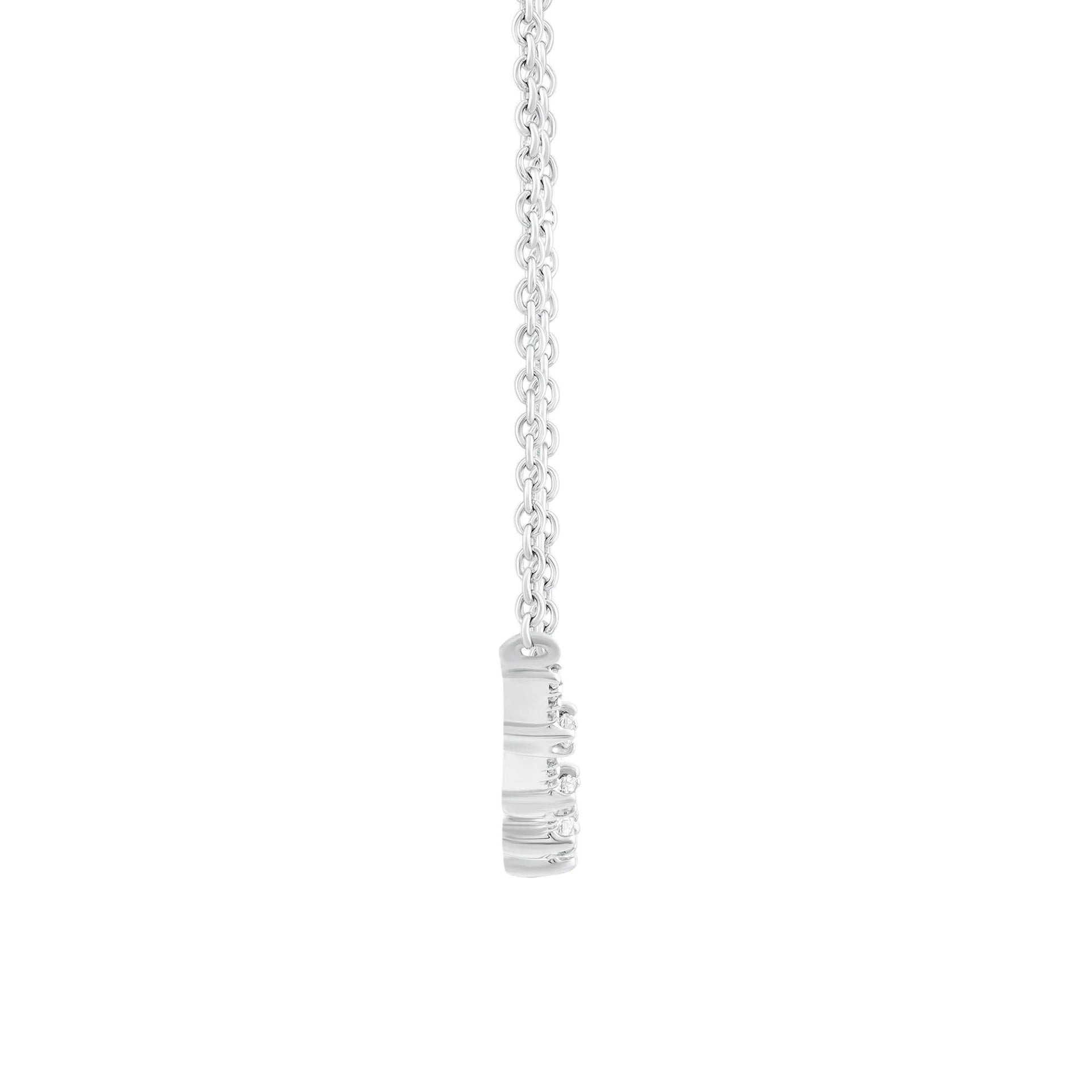 1/4 CT. Tw. Diamond Curved Bar Station Necklace 14K White Gold Size 18"