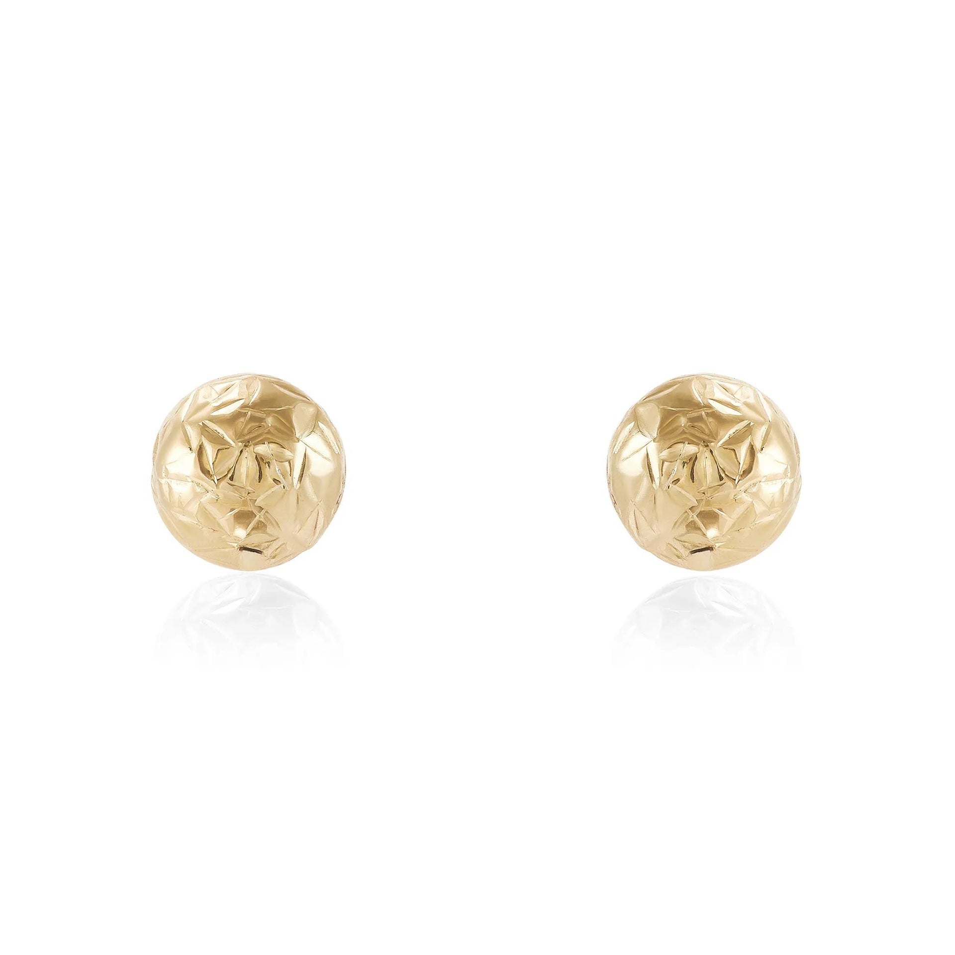 Diamond-Cut Ball Stud Earring 14K Yellow Gold Size 6.00mm