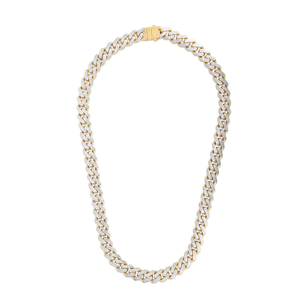 Diamond-Cut Cuban Link Chain 14K Yellow & White Gold Necklace Size 24"