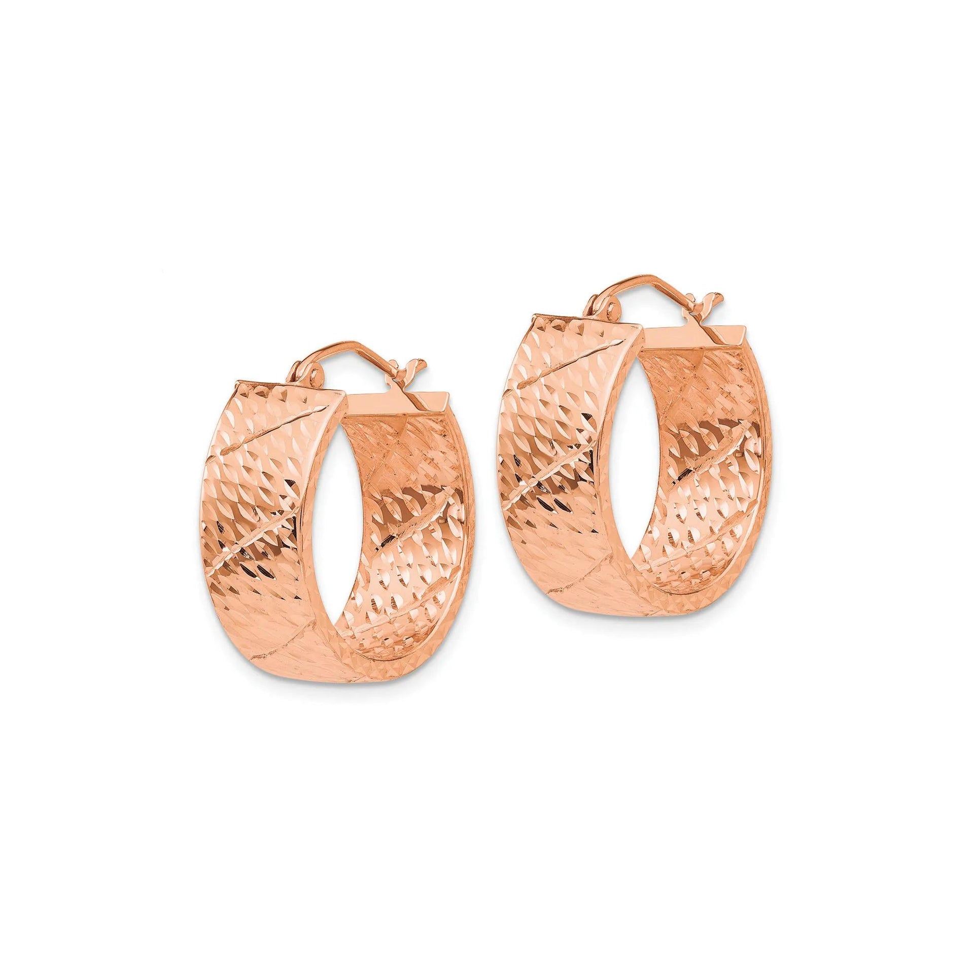 Diamond-Cut Hoop Earrings 14K Rose Gold Size 20.00mm