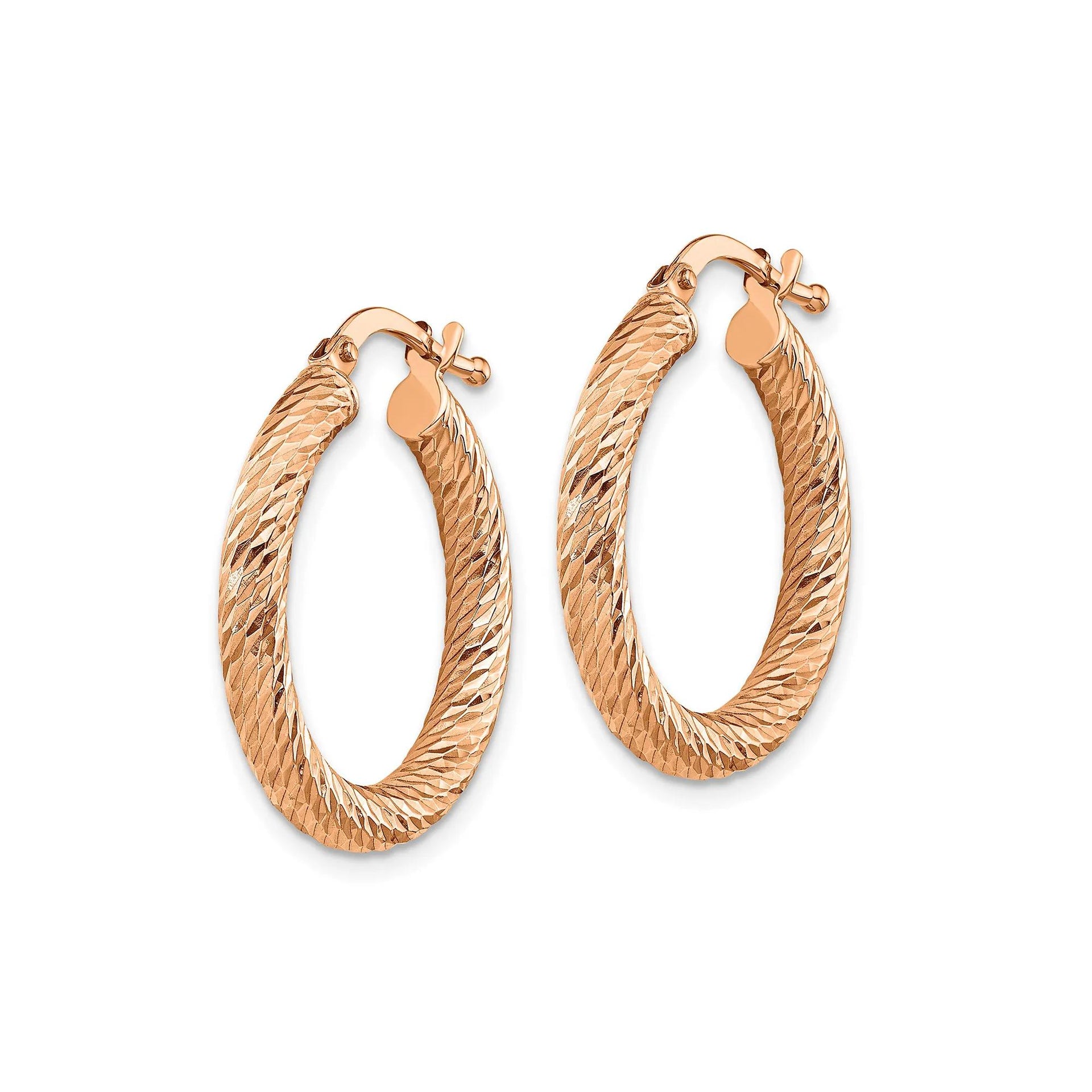 Diamond-Cut Hoop Earrings 14K Rose Gold Size 27.00mm