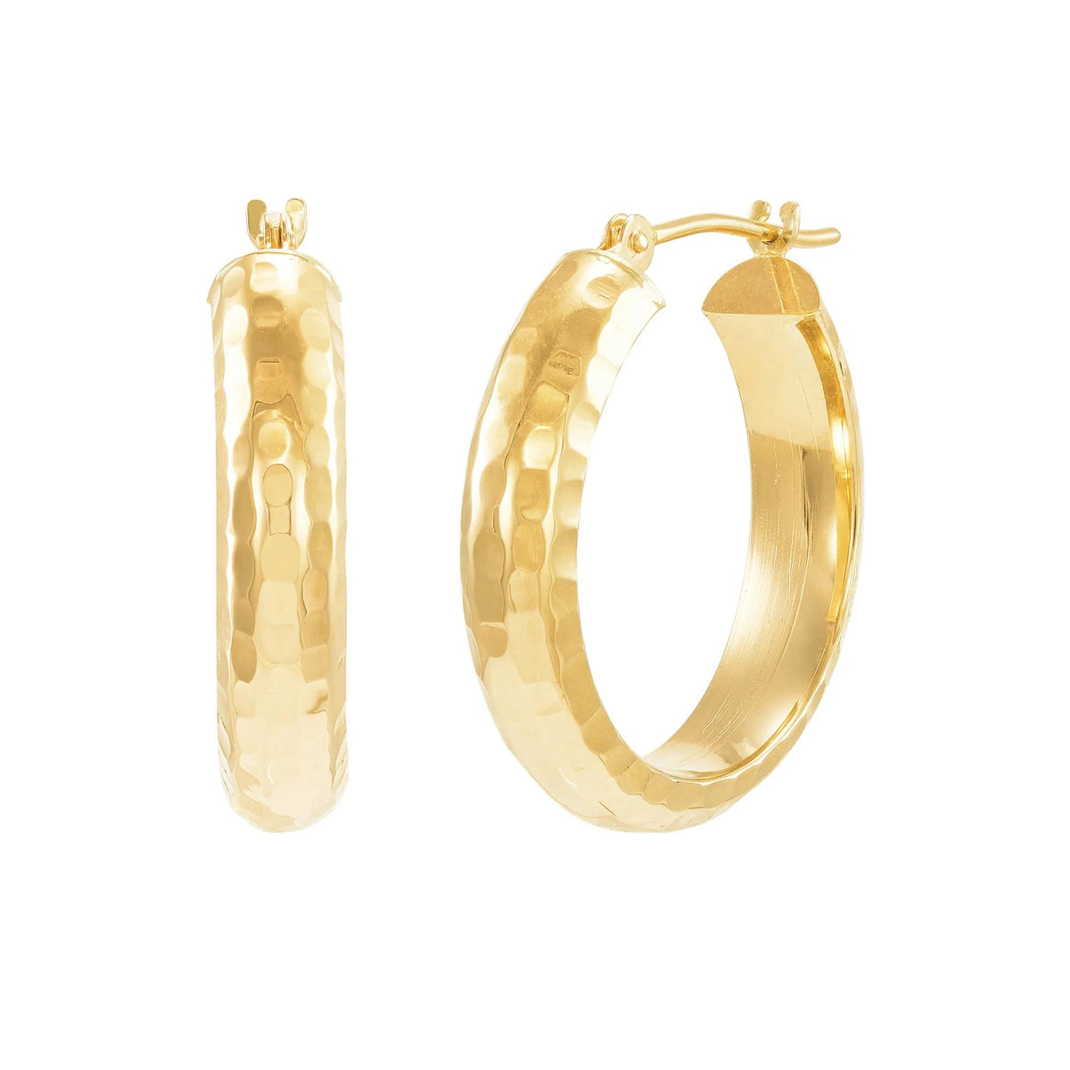 Diamond-Cut Hoop Earrings 14K Yellow Gold 17x Size 17.00mm