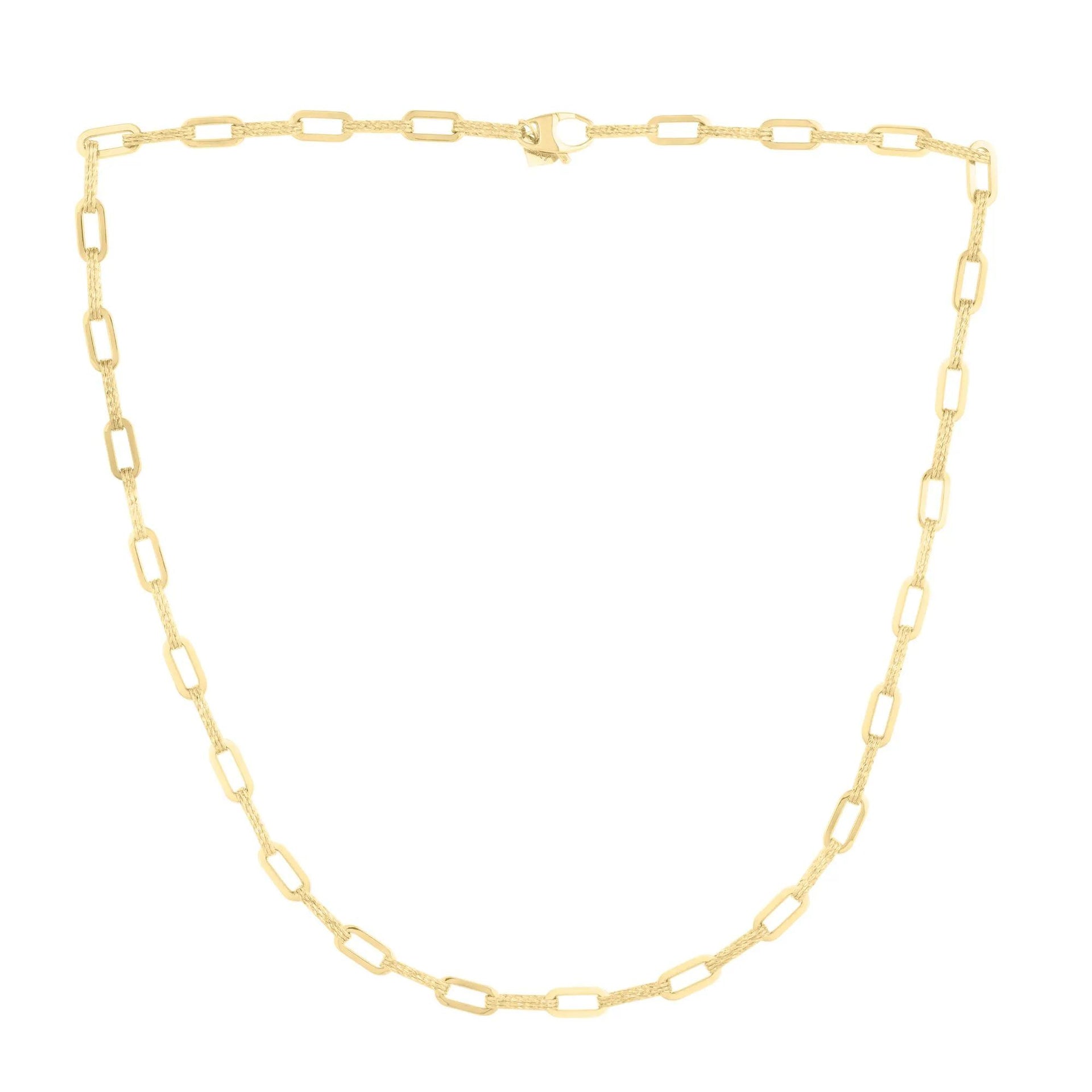 Diamond Cut Oval Layered Chain 14K Yellow Gold Necklace Size 18"