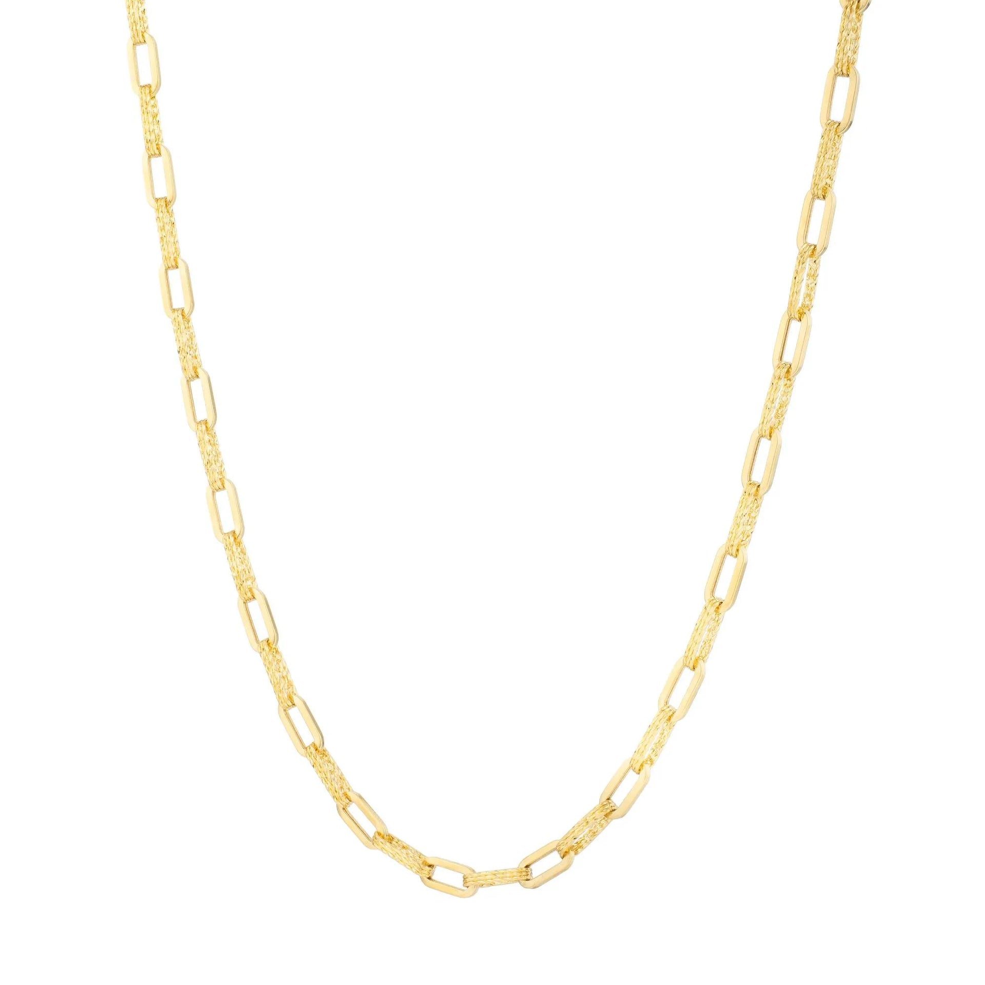 Diamond Cut Oval Layered Chain 14K Yellow Gold Necklace Size 18"