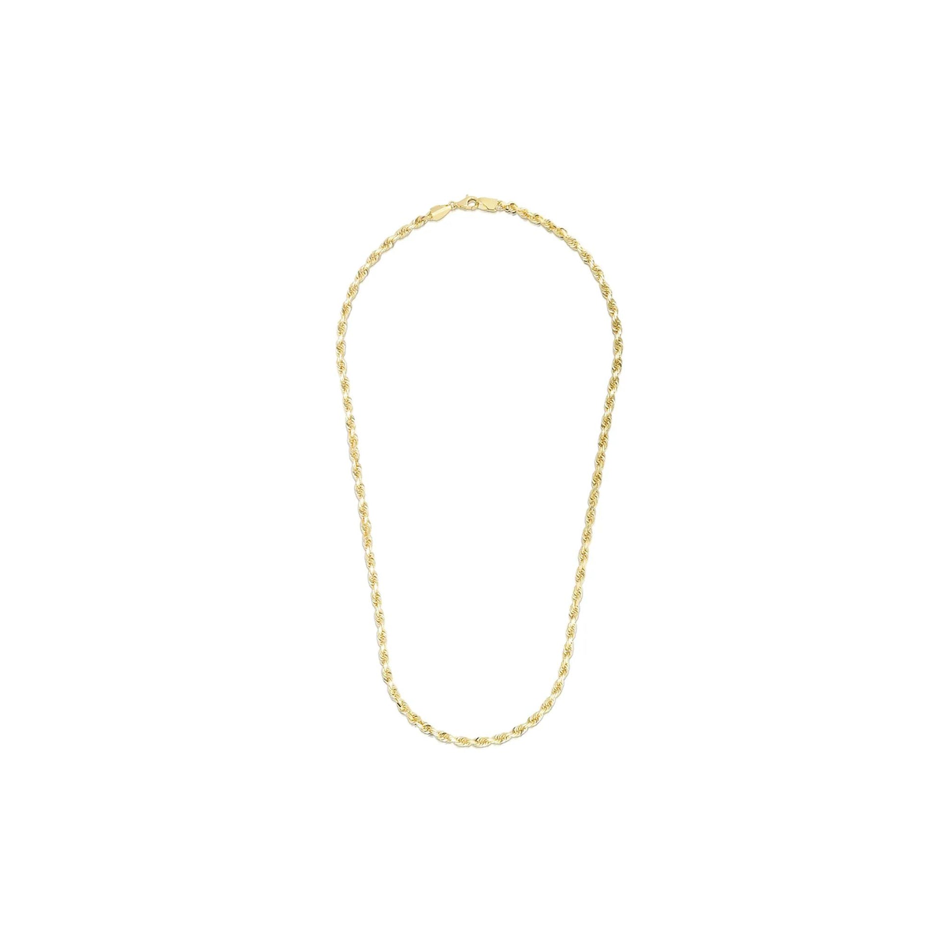 Diamond Cut Rope Chain 14K Yellow Gold Necklace Size 22"