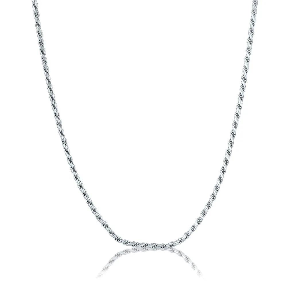 Diamond Cut Rope Chain .925 Sterling .925 Sterling Silver Necklace White Size 20"