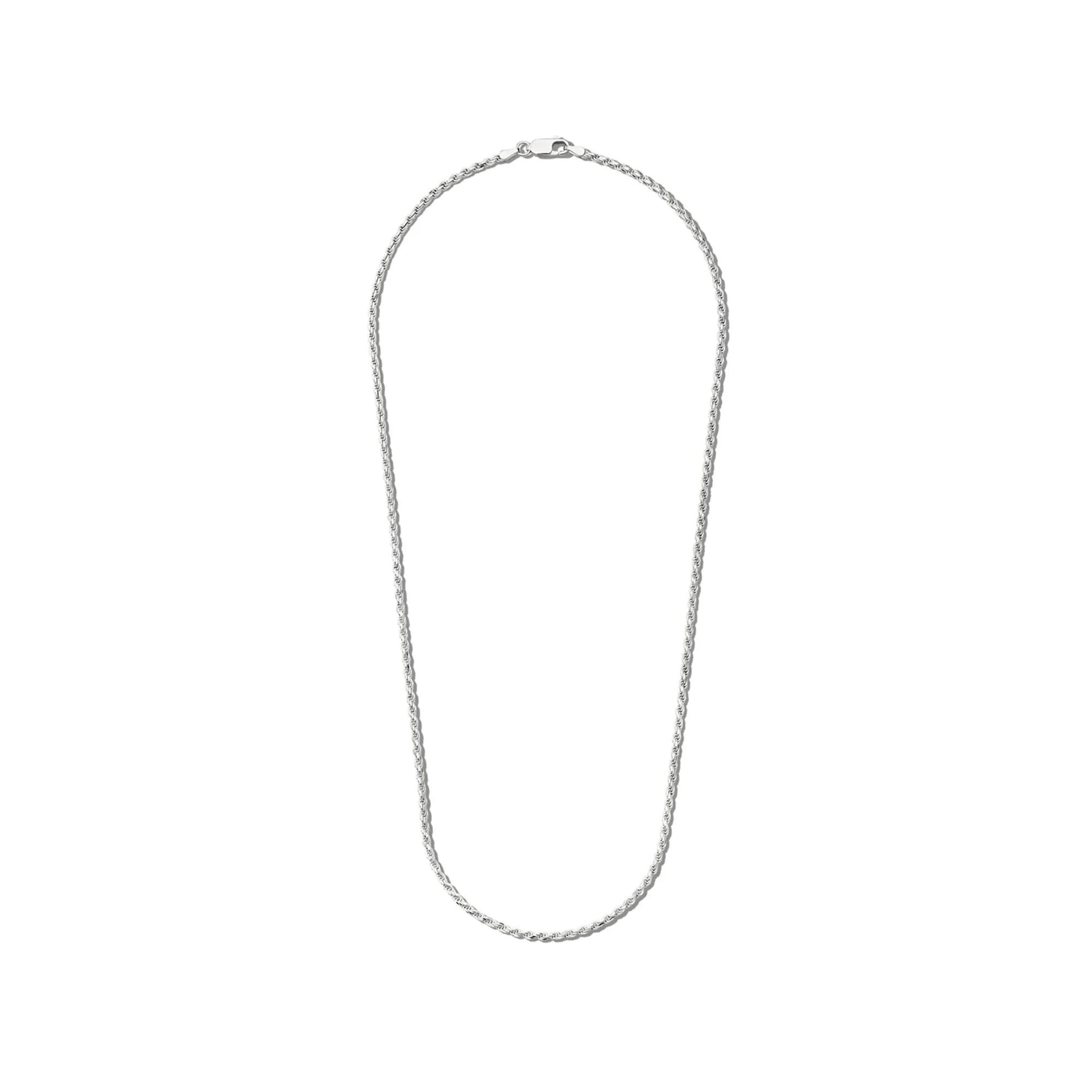 Diamond Cut Rope Chain .925 Sterling .925 Sterling Silver Necklace White Size 20"
