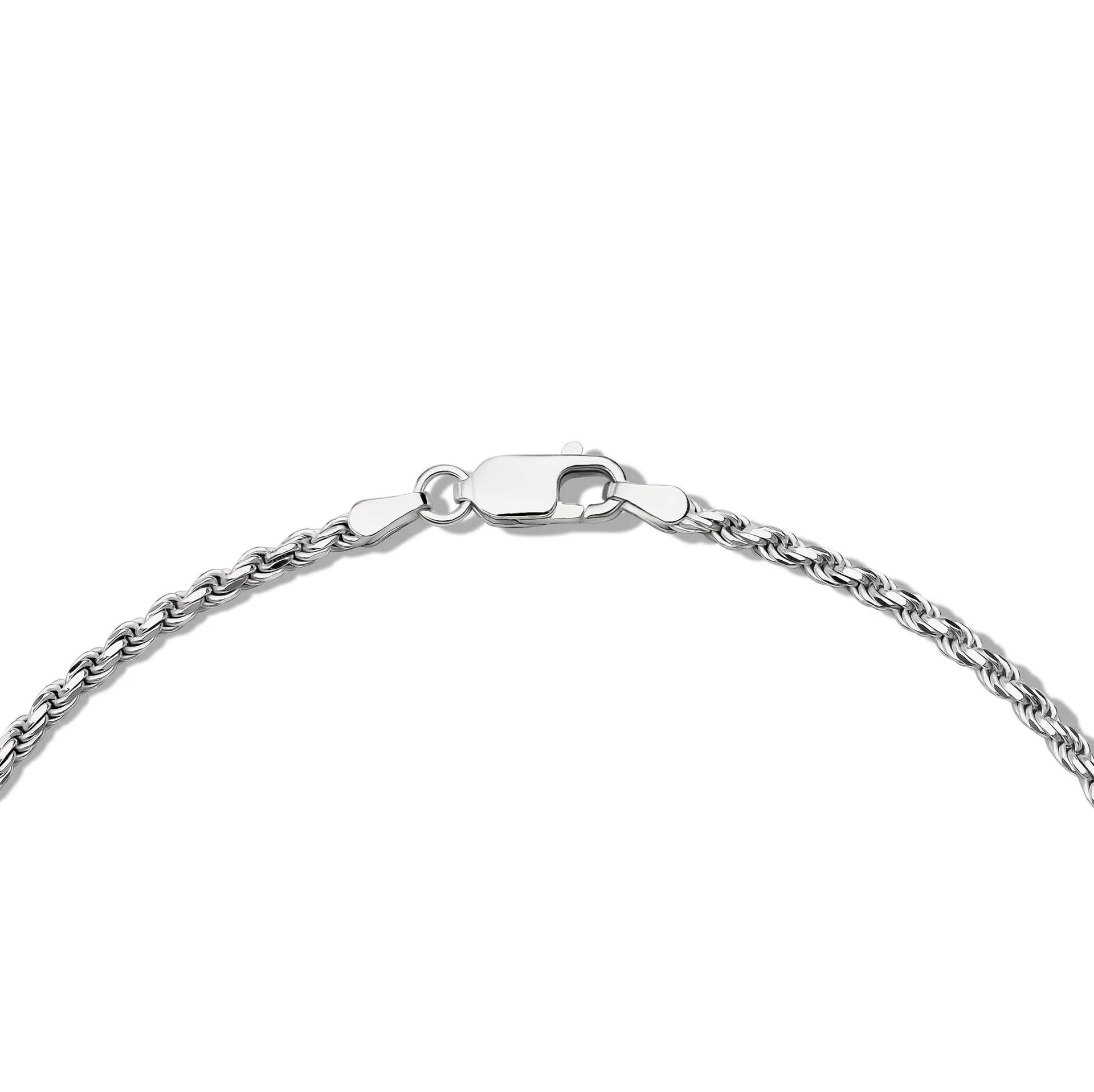 Diamond Cut Rope Chain .925 Sterling .925 Sterling Silver Necklace White Size 20"