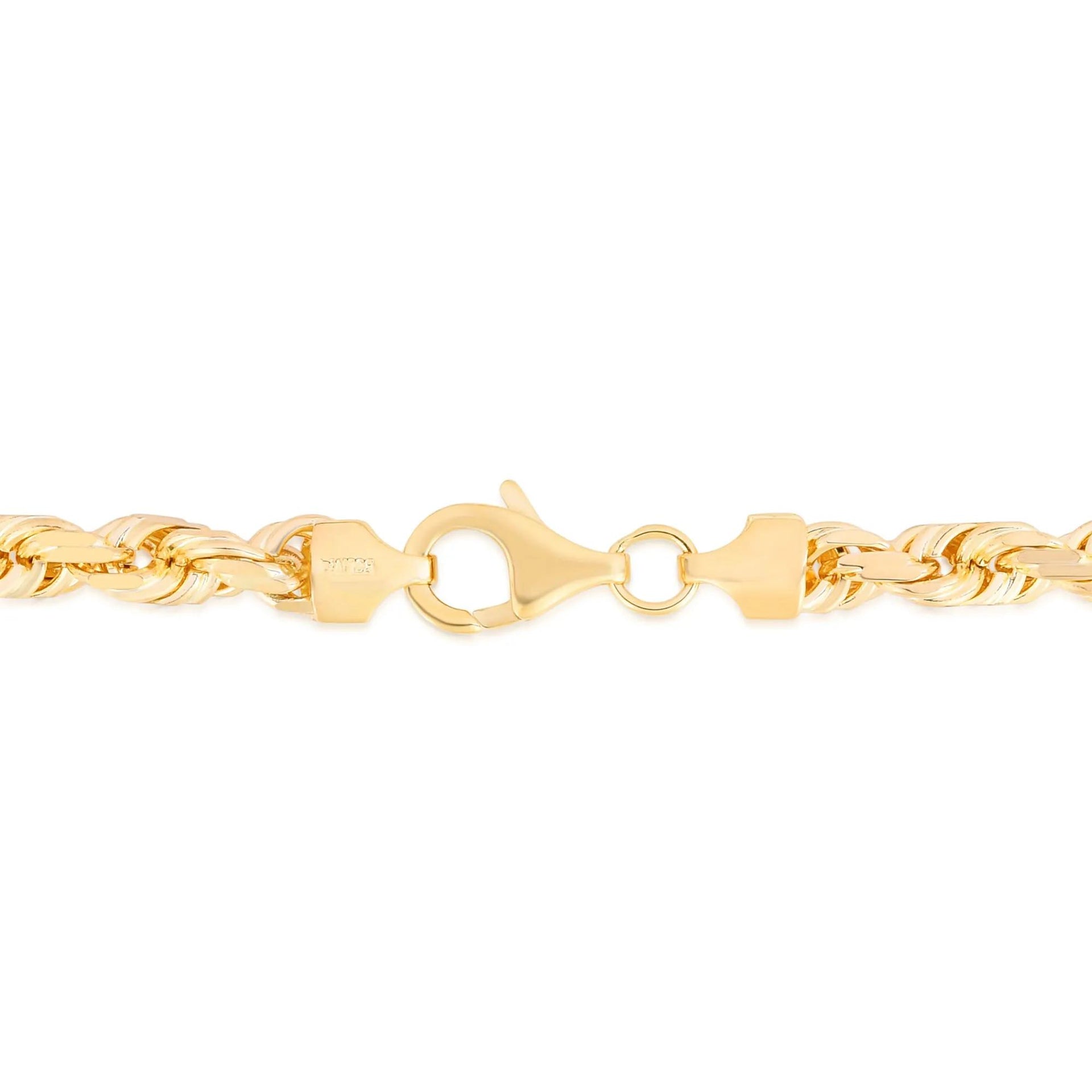 Diamond-Cut Solid Rope Chain 14K Yellow Gold Necklace Size 22"