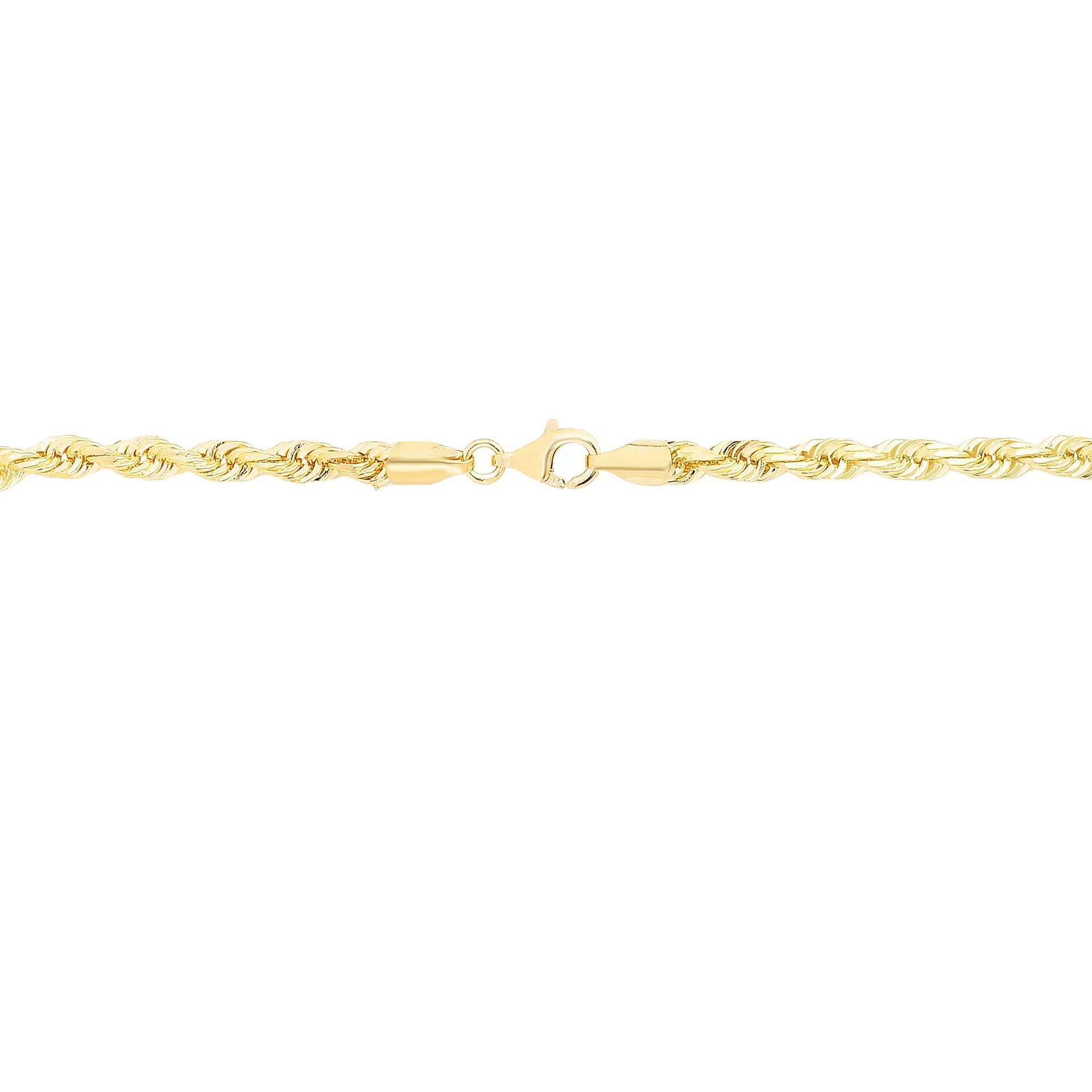 Diamond-Cut Solid Rope Chain 14K Yellow Gold Necklace Size 20"