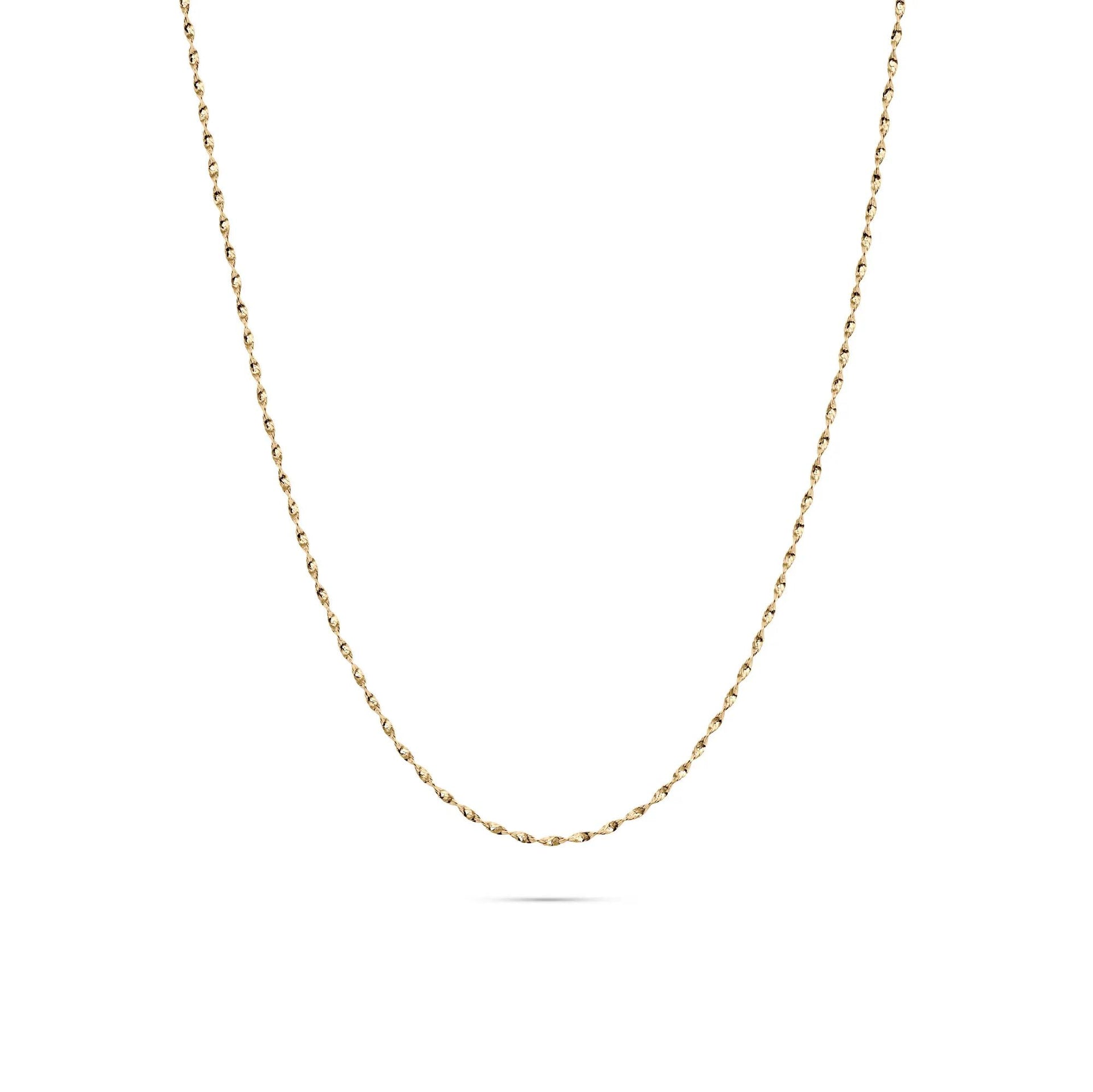 Diamond-Cut Twist Chain 14K Yellow Gold Necklace Size 18"