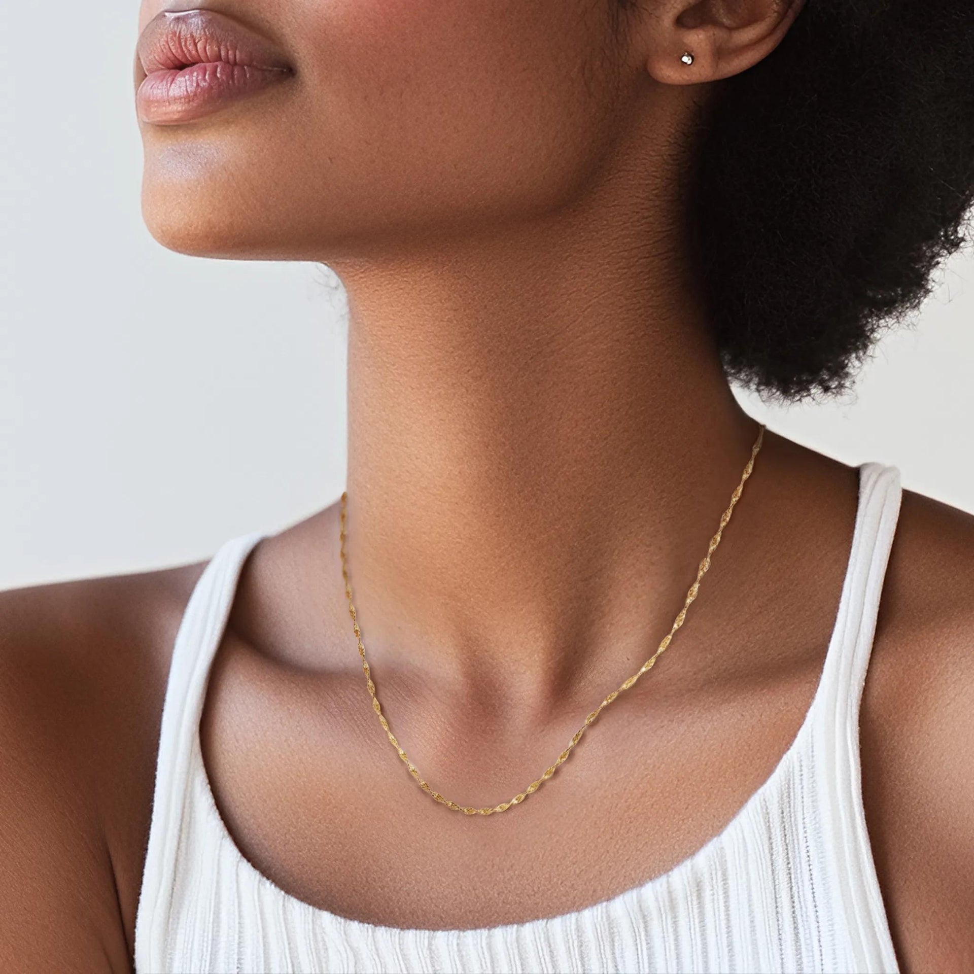 Diamond-Cut Twist Chain 14K Yellow Gold Necklace Size 18"