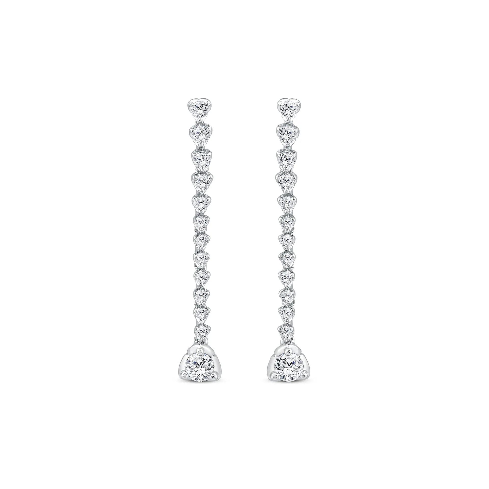 1/2 CT. Tw. Diamond Dangle Drop Earrings 14K White Gold Size 5.80mm