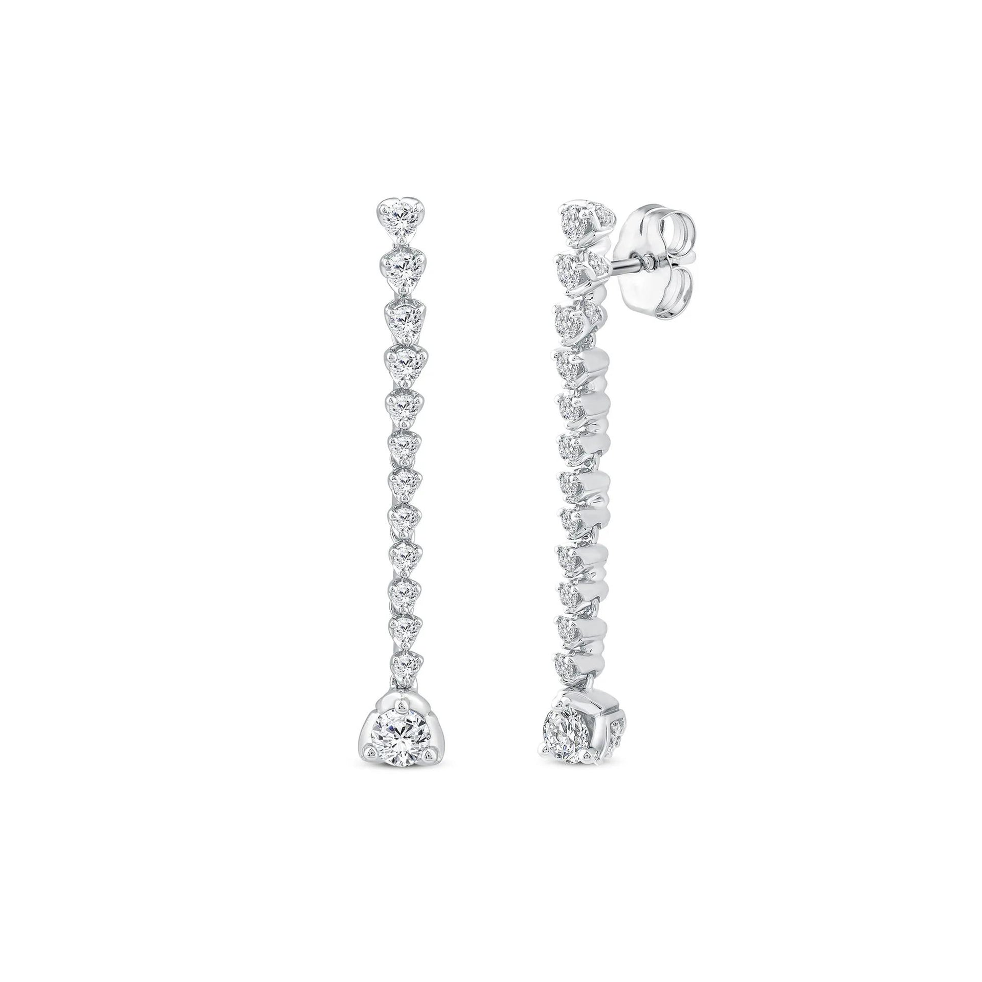 1/2 CT. Tw. Diamond Dangle Drop Earrings 14K White Gold Size 5.80mm