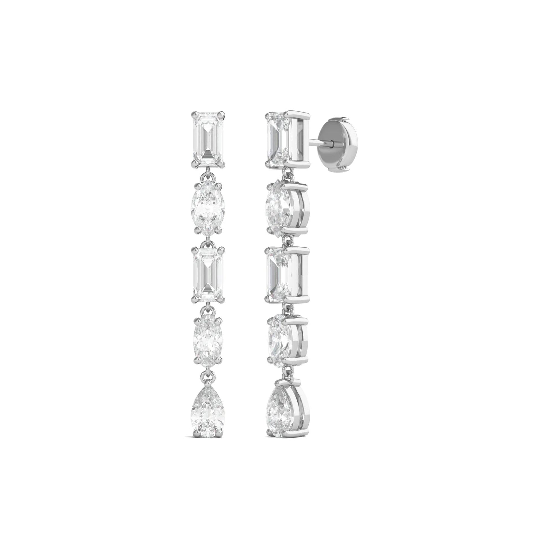 3 CT. Tw. Diamond Dangle Earrings 14K White Gold Size 3.50mm
