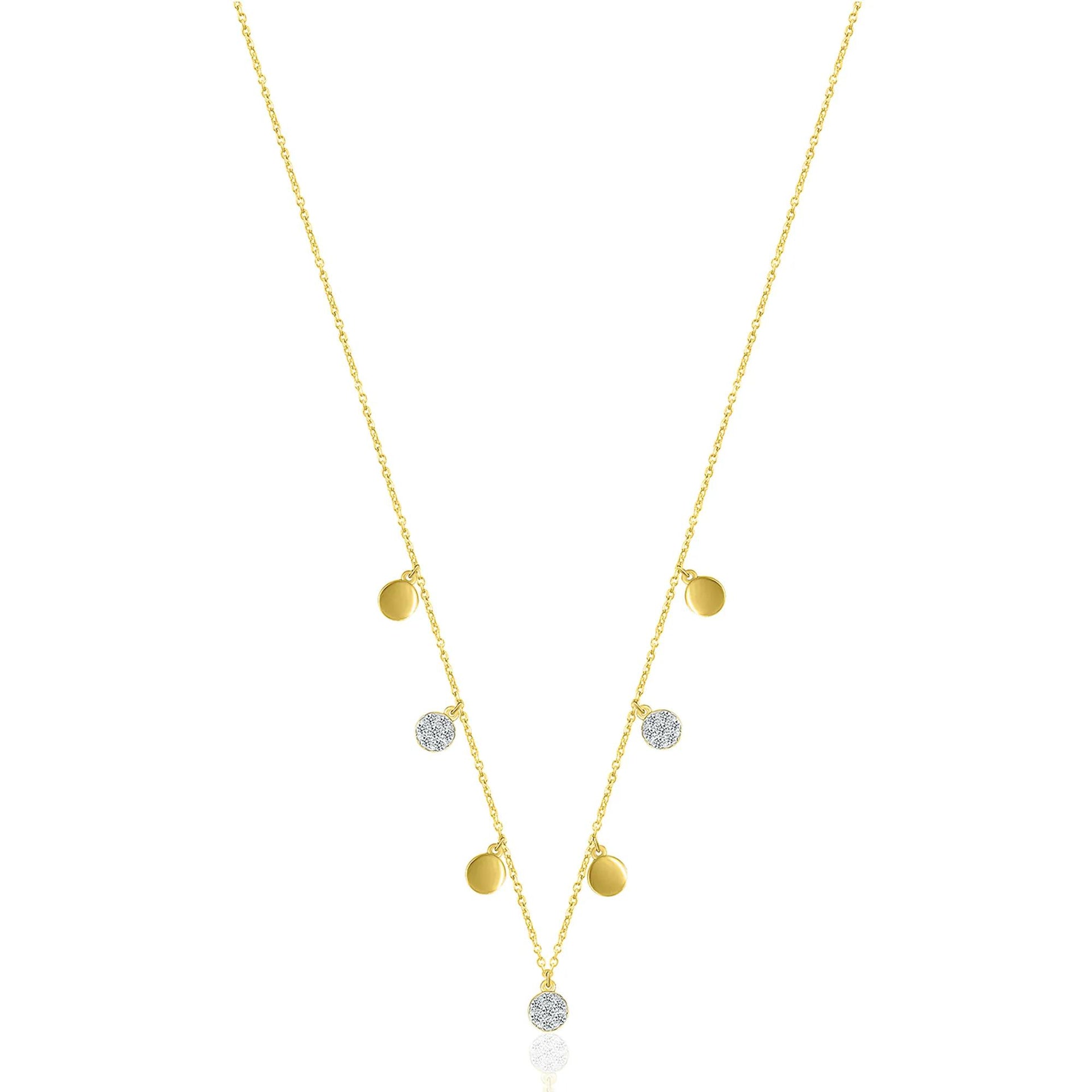 1/8 CT. Tw. Diamond Disc Dangle Necklace 10K Yellow Gold Size 18"