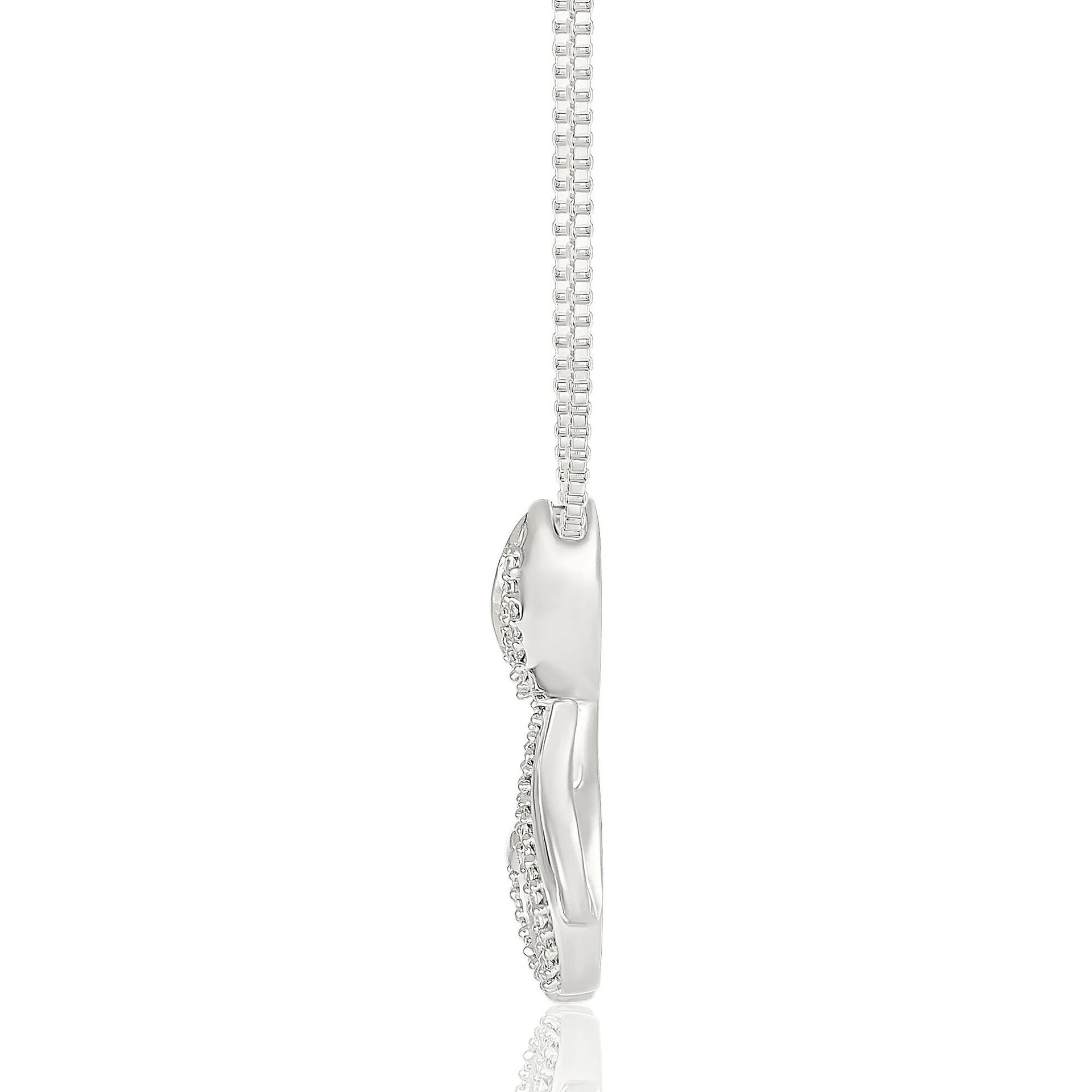 1/10 CT. Tw. Diamond Dog Pendant Necklace .925 Sterling Silver White Size 18"