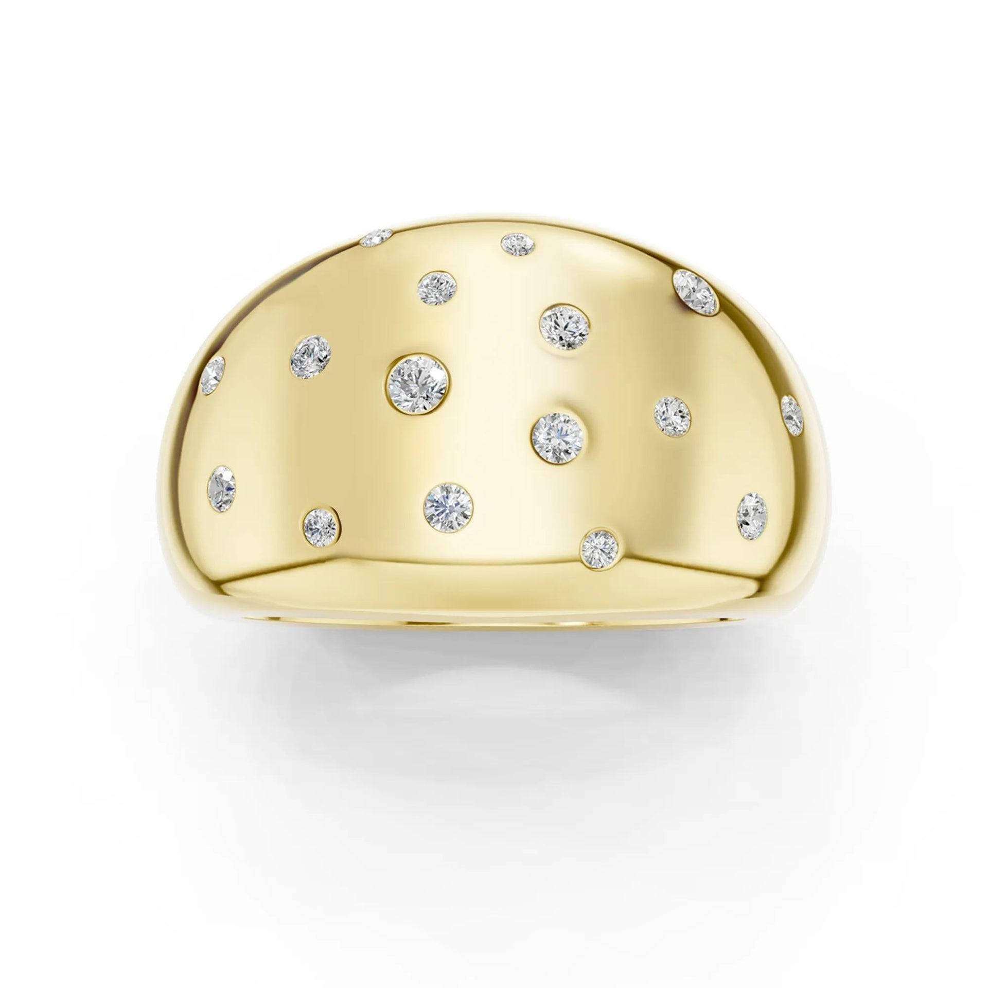 1/5 CT. Tw. Diamond Dot Bubble Ring 10K Yellow Gold Round Brilliant Cut Size 6.5 3mm