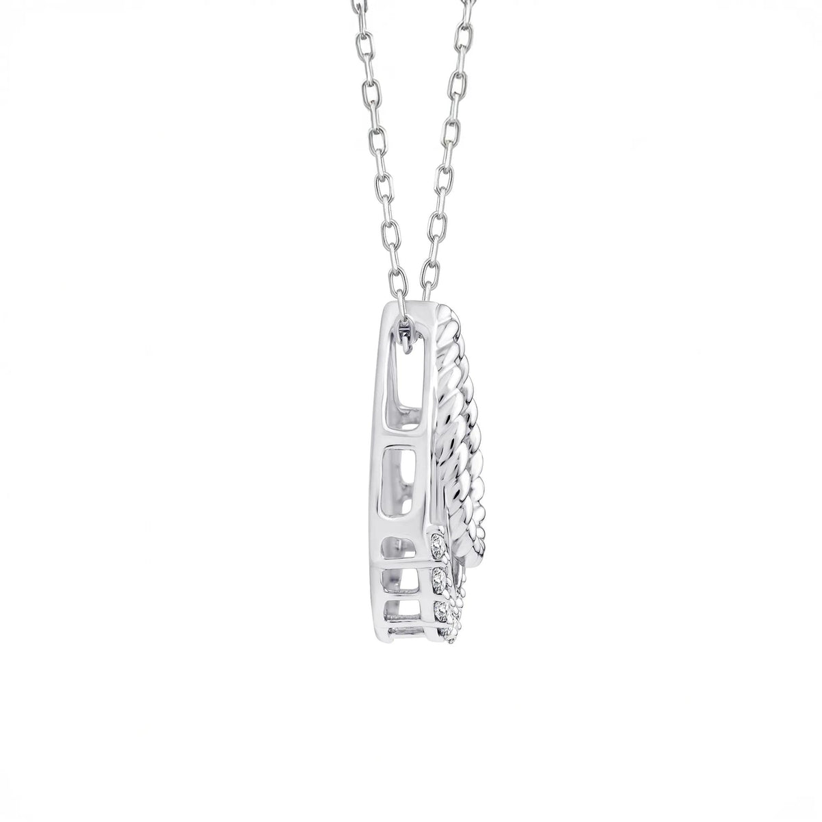 1/5 CT. Tw. Diamond Double Teardrop Pendant Necklace 10K White Gold Size 18"
