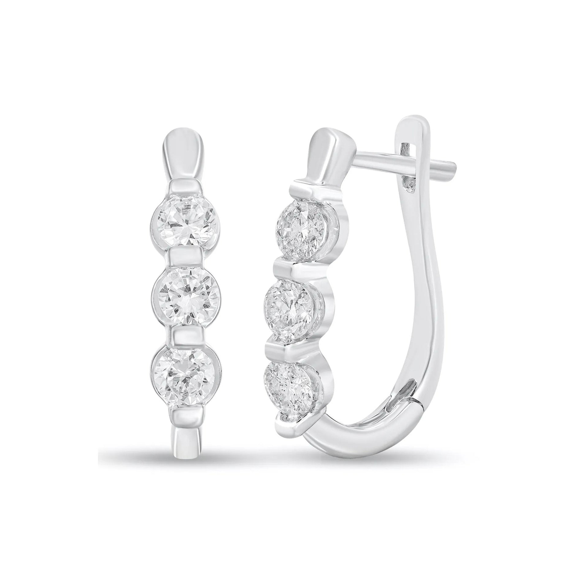 1/2 CT. Tw. Diamond Drop Earrings 10K White Gold Size 3.40mm