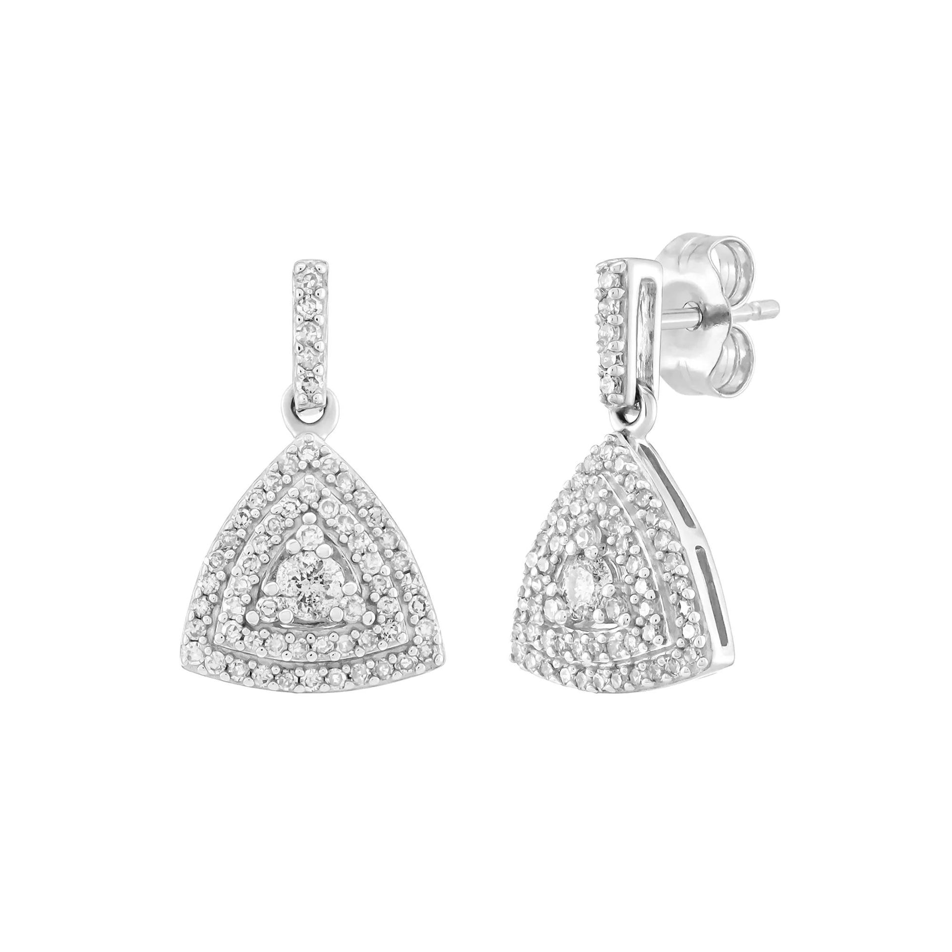 1/2 CT. Tw. Diamond Drop Earrings 10K White Gold Size 10.00mm