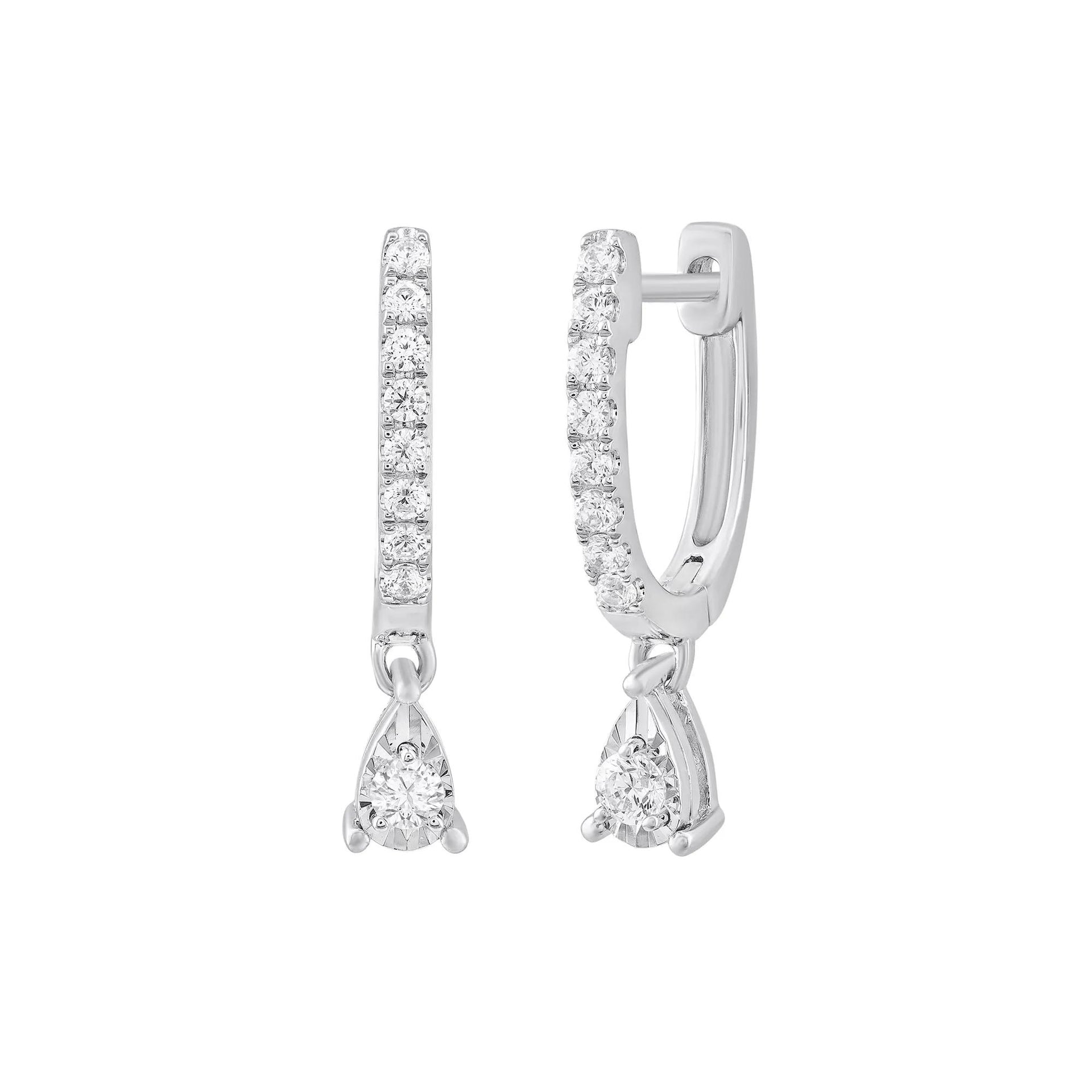 1/4 CT. Tw. Diamond Drop Earrings 10K White Gold Size 3.90mm