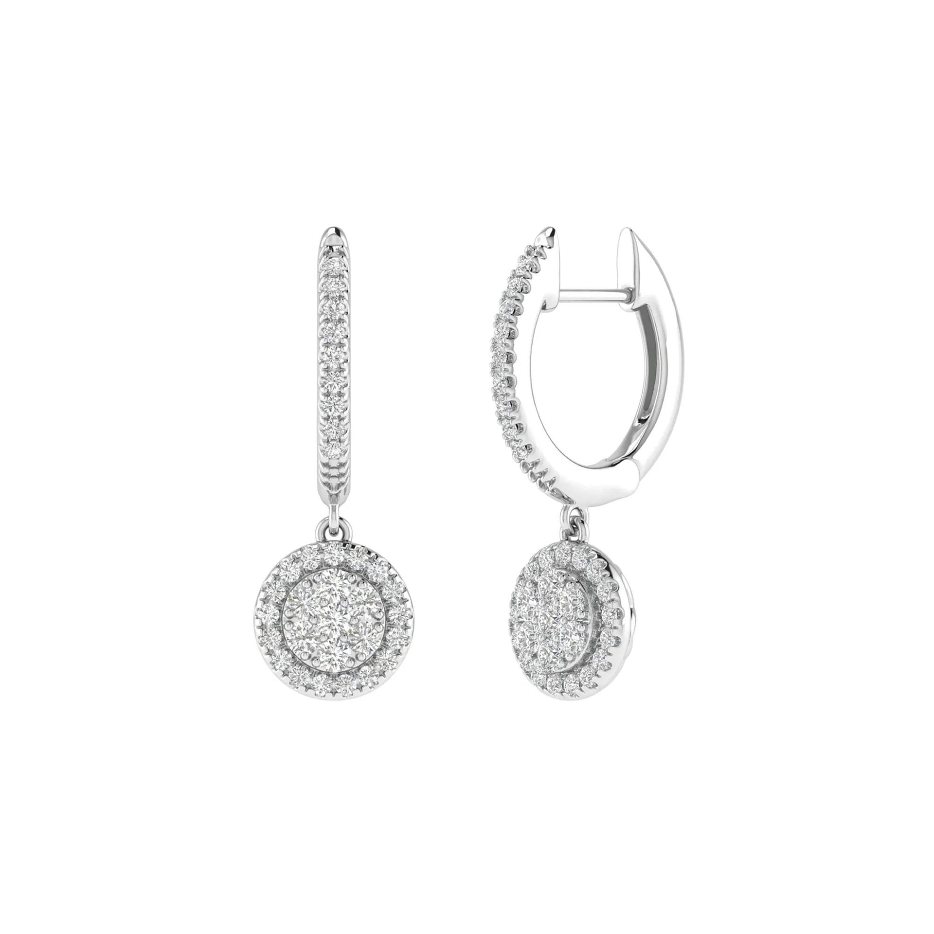 1/2 CT. Tw. Diamond Drop Earrings 14K White Gold Size 3.80mm