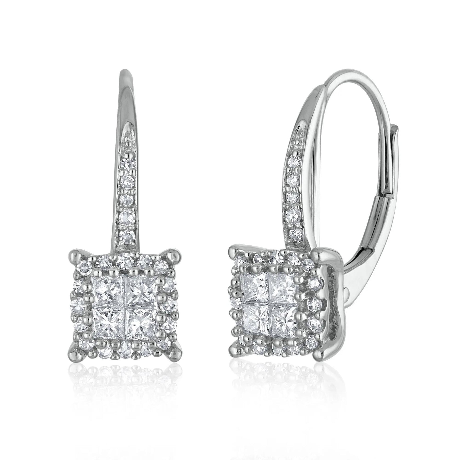 1/2 CT. Tw. Diamond Drop Earrings 14K White Gold Size 6.50mm