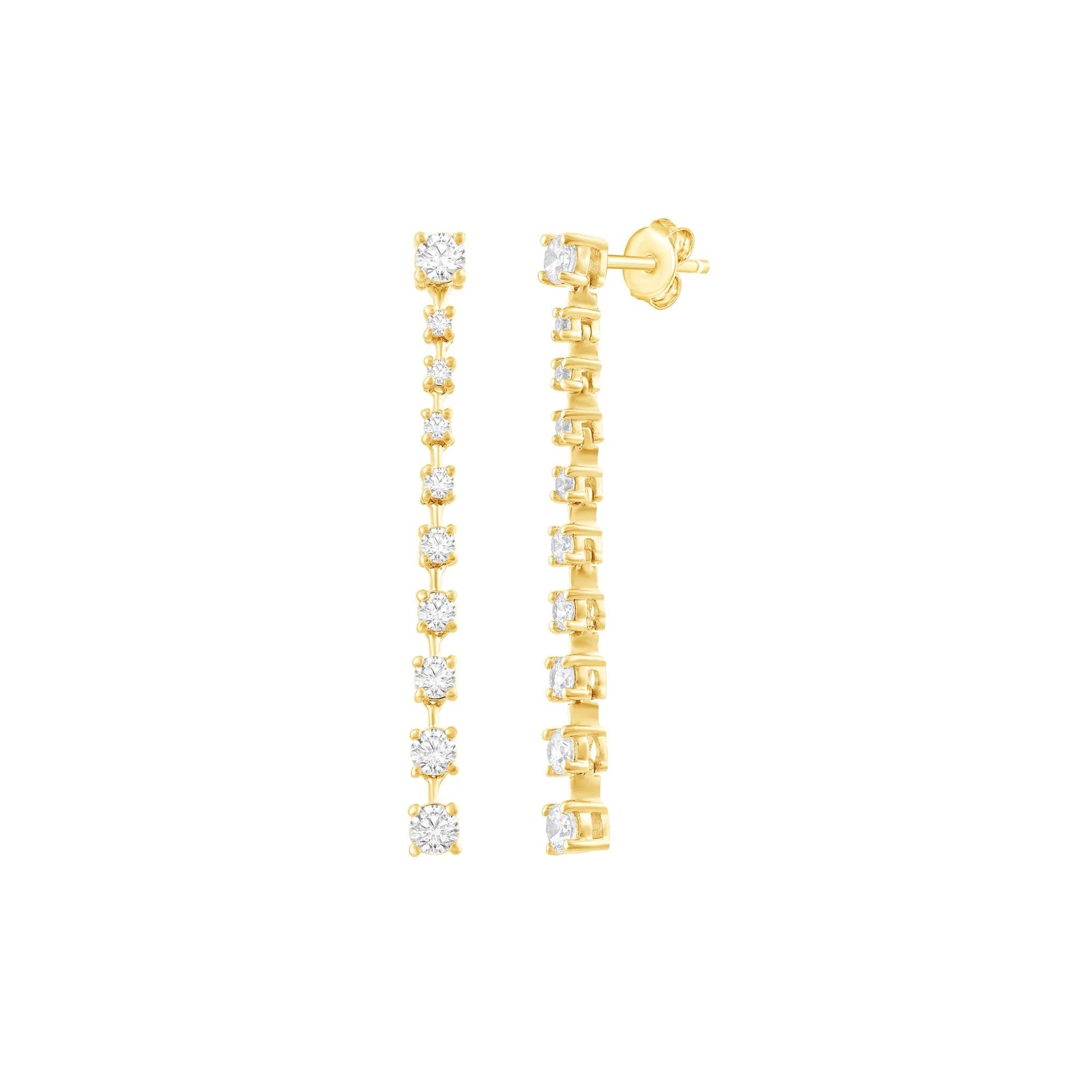 1 CT. Tw. Diamond Drop Earrings 14K Yellow Gold Size 3.10mm