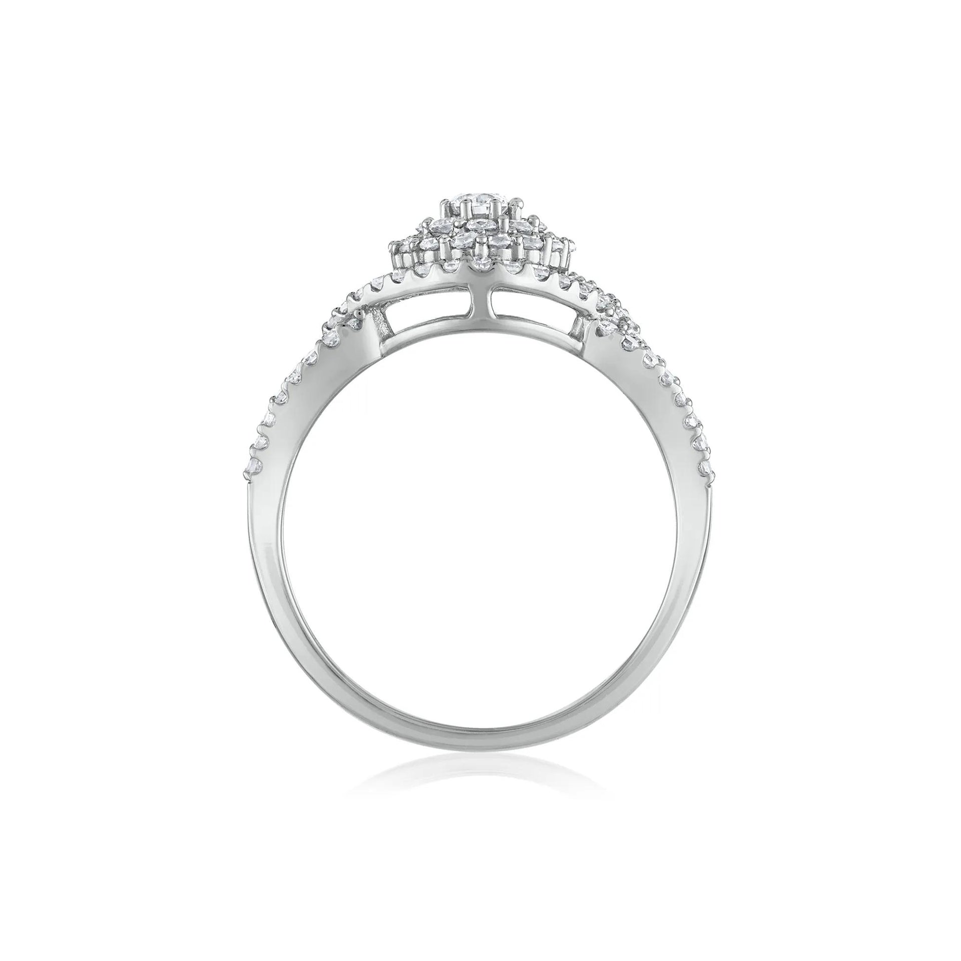 3/4 CT. Tw. Diamond Engagement Ring 10K White Gold Round Brilliant Cut Size 7.5 1.5mm