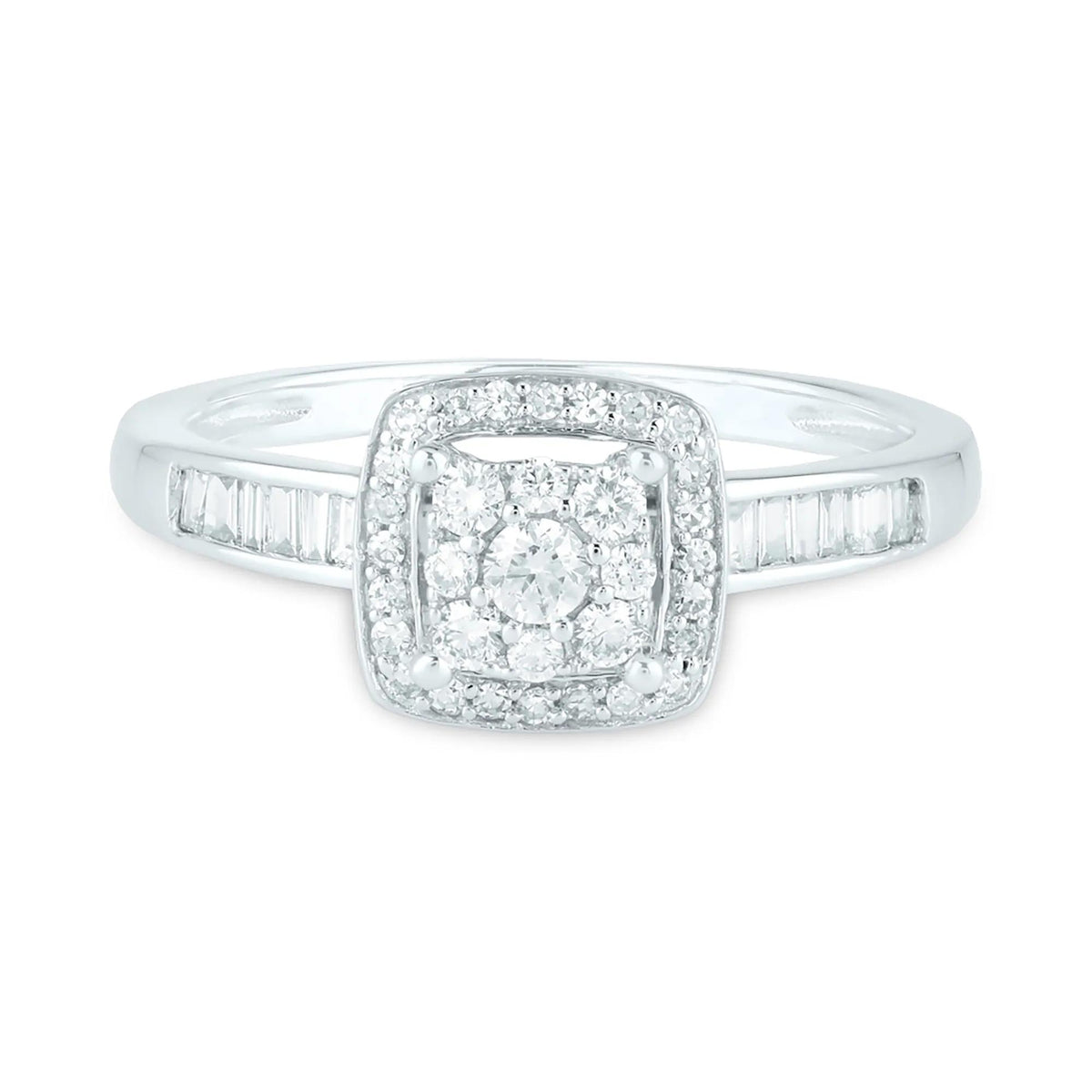 3/8 CT. Tw. Diamond Engagement Ring 10K White Gold Size 9 2mm