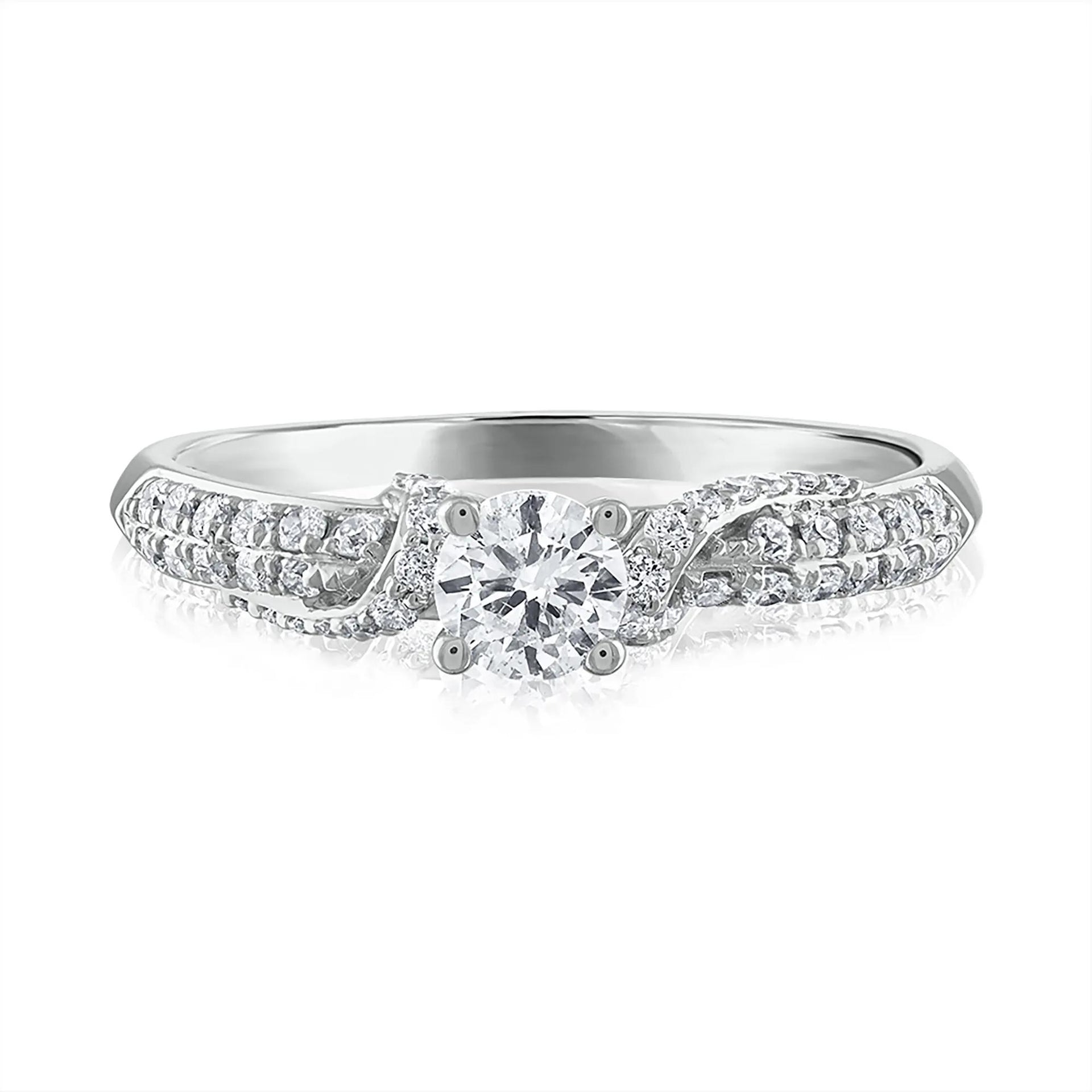 5/8 CT. Tw. Diamond Engagement Ring 14K White Gold Round Brilliant Cut Size 6.5 1.5mm