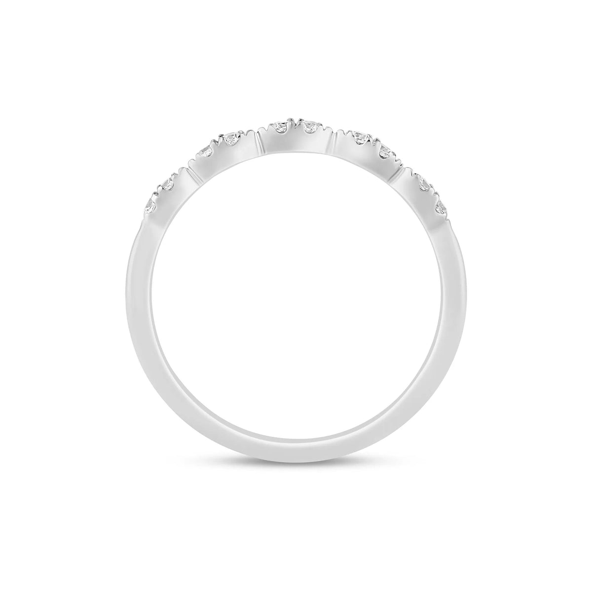 1/7 CT. Tw. Diamond Faux-Marquise Anniversary Band Ring 10K White Gold Round Brilliant Cut Size 6.5 1mm
