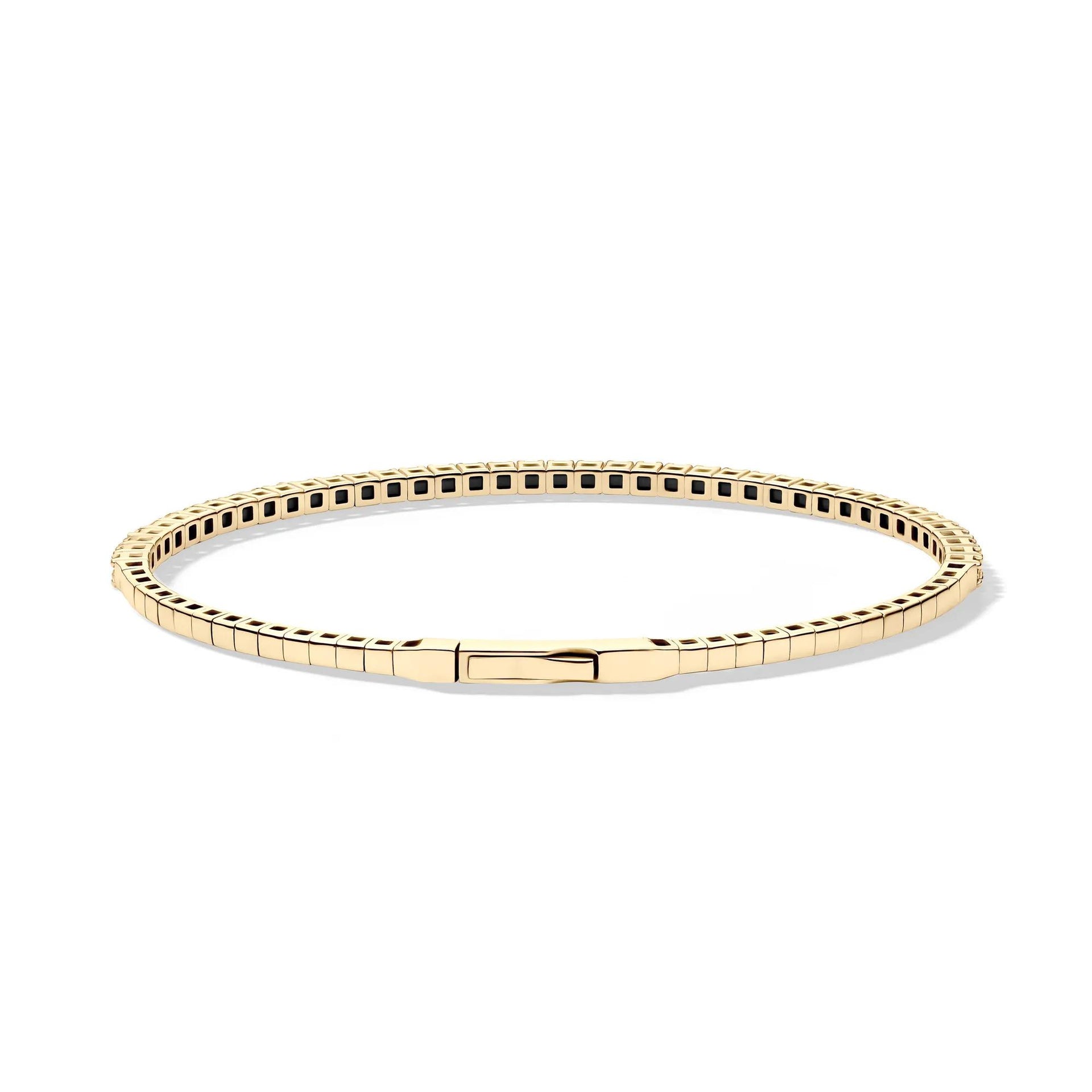 1 CT. Tw. Diamond Flex Bangle Bracelet 10K Yellow Gold Size 50.00mm
