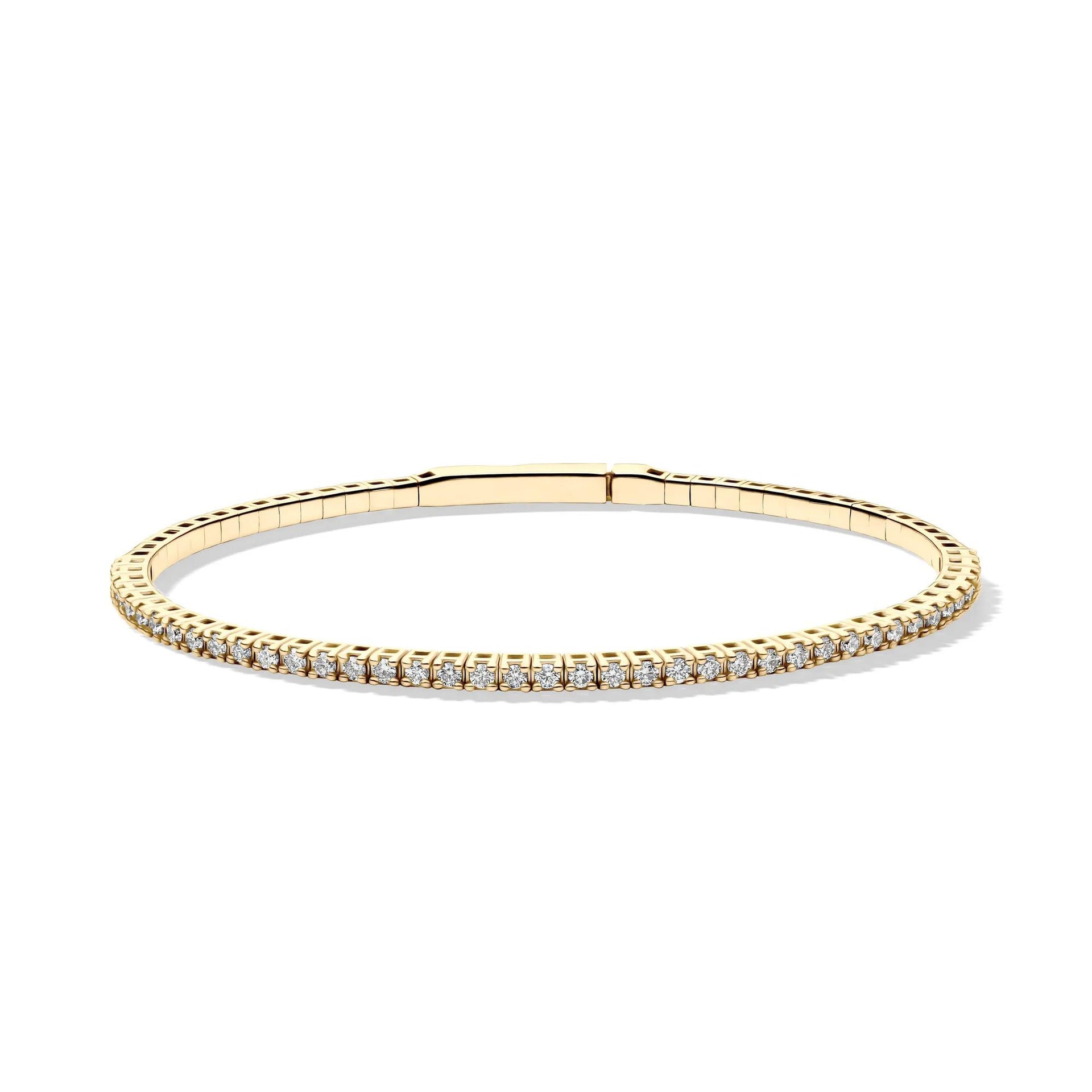 1 CT. Tw. Diamond Flex Bangle Bracelet 10K Yellow Gold Size 50.00mm