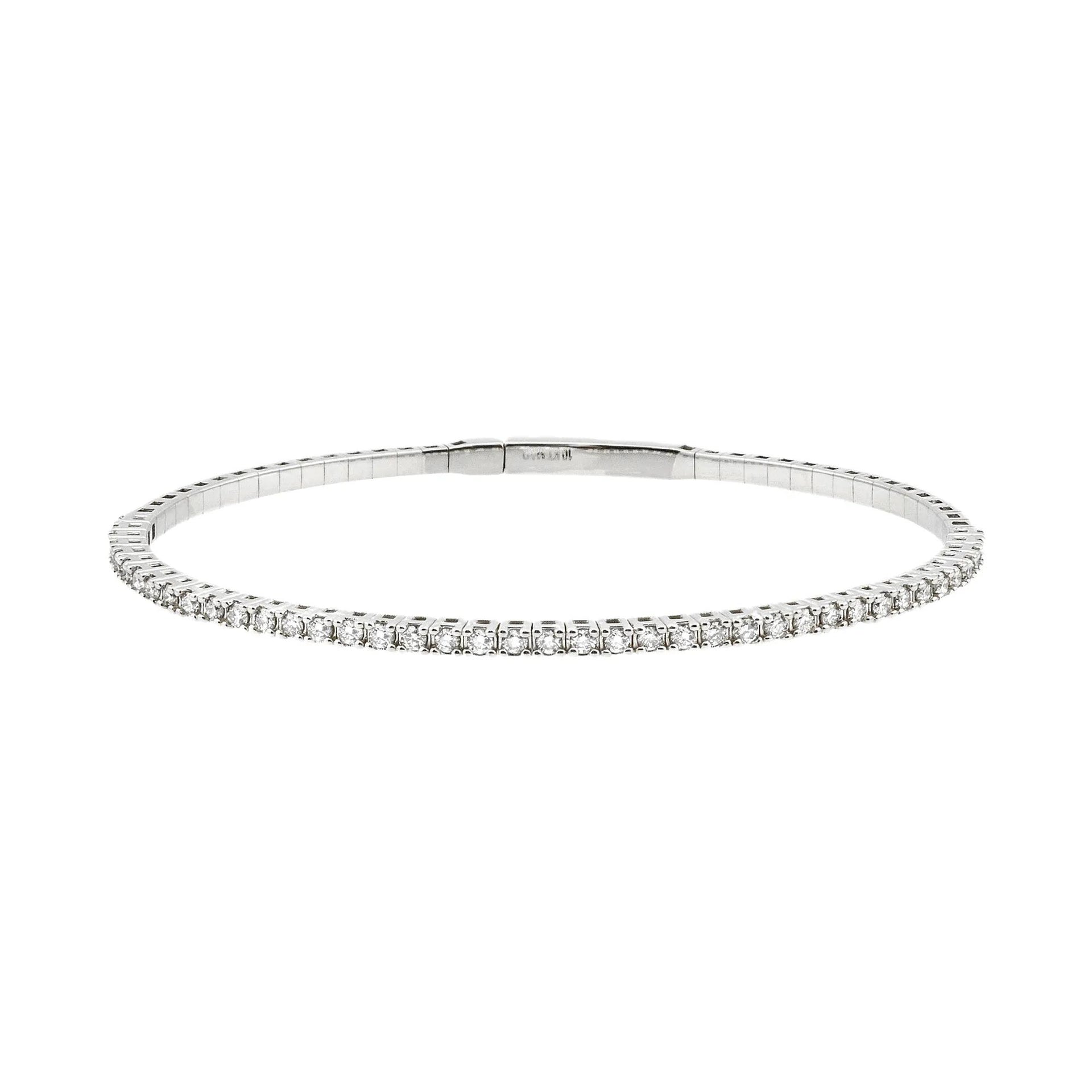 1/2 CT. Tw. Diamond Flex Bangle Bracelet 10K White Gold Size 7"