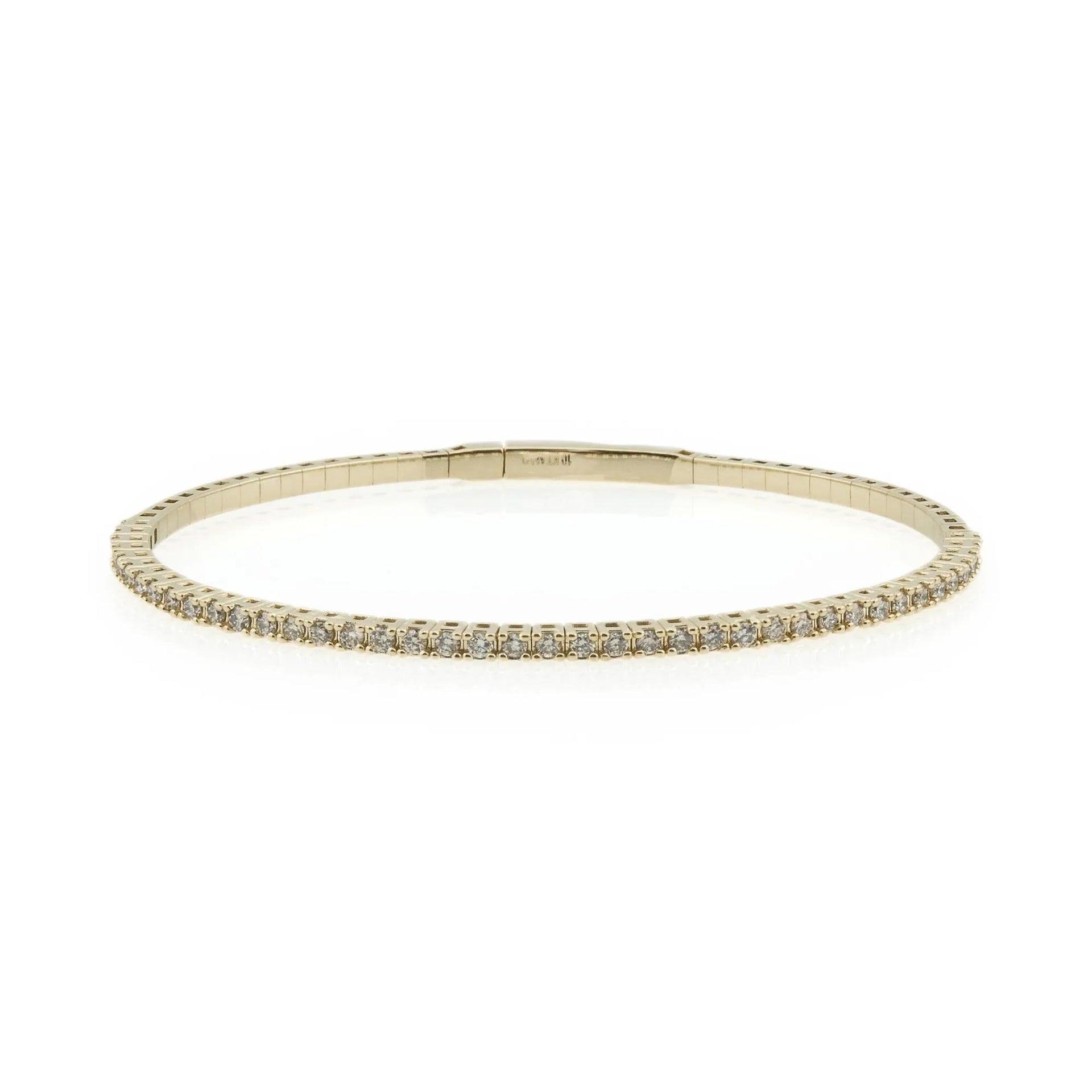 1/2 CT. Tw. Diamond Flex Bangle 10K Yellow Gold Bracelet Size 50.00mm